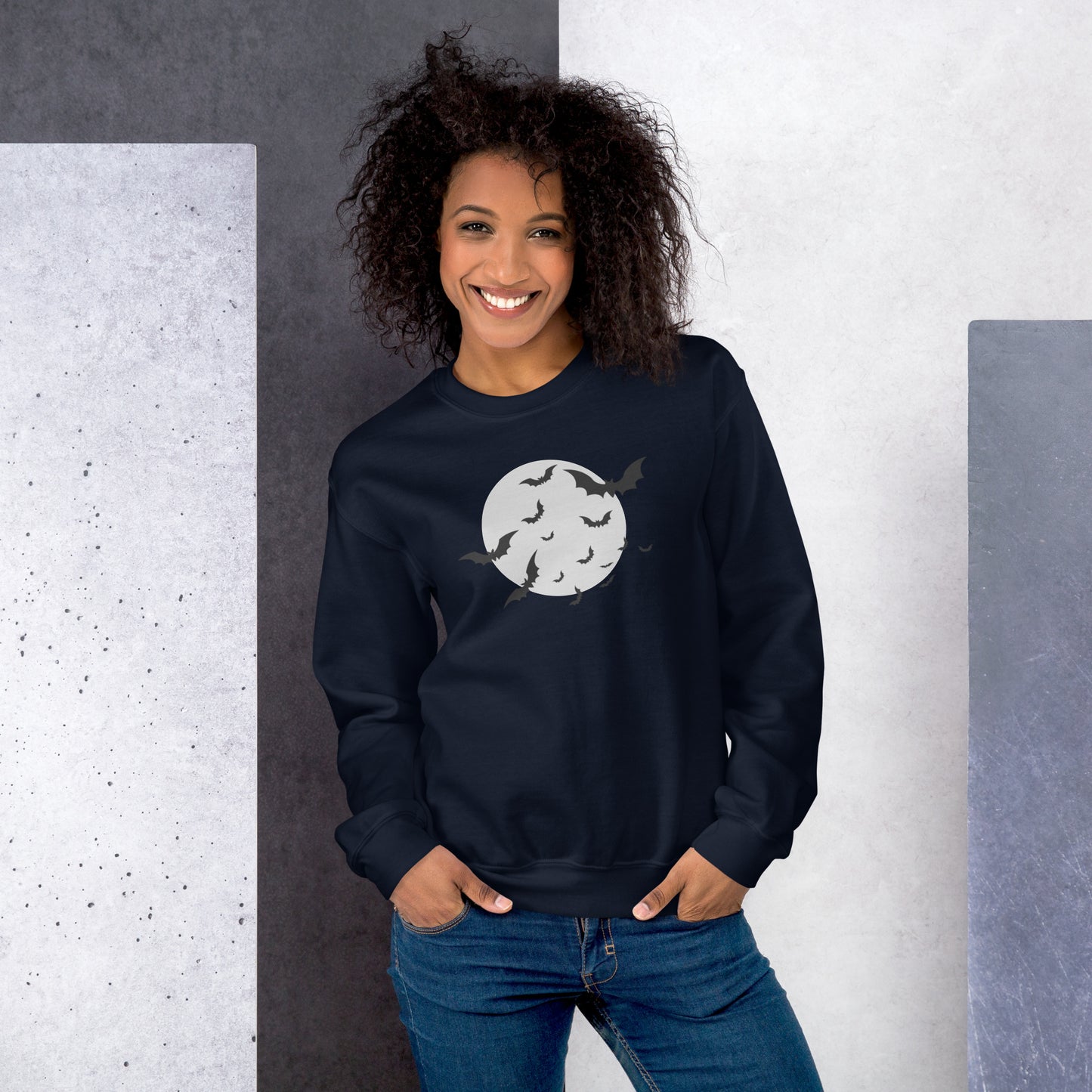 Full Moon with Bats Crewneck Fall Halloween Unisex Sweatshirt