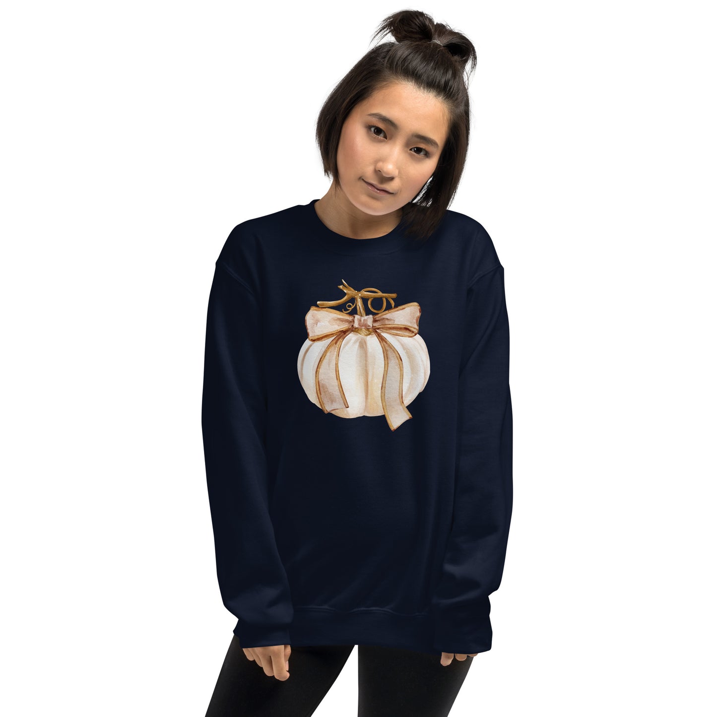 Cream Colored Neutral Pumpkin Fall Halloween Crewneck Unisex Sweatshirt