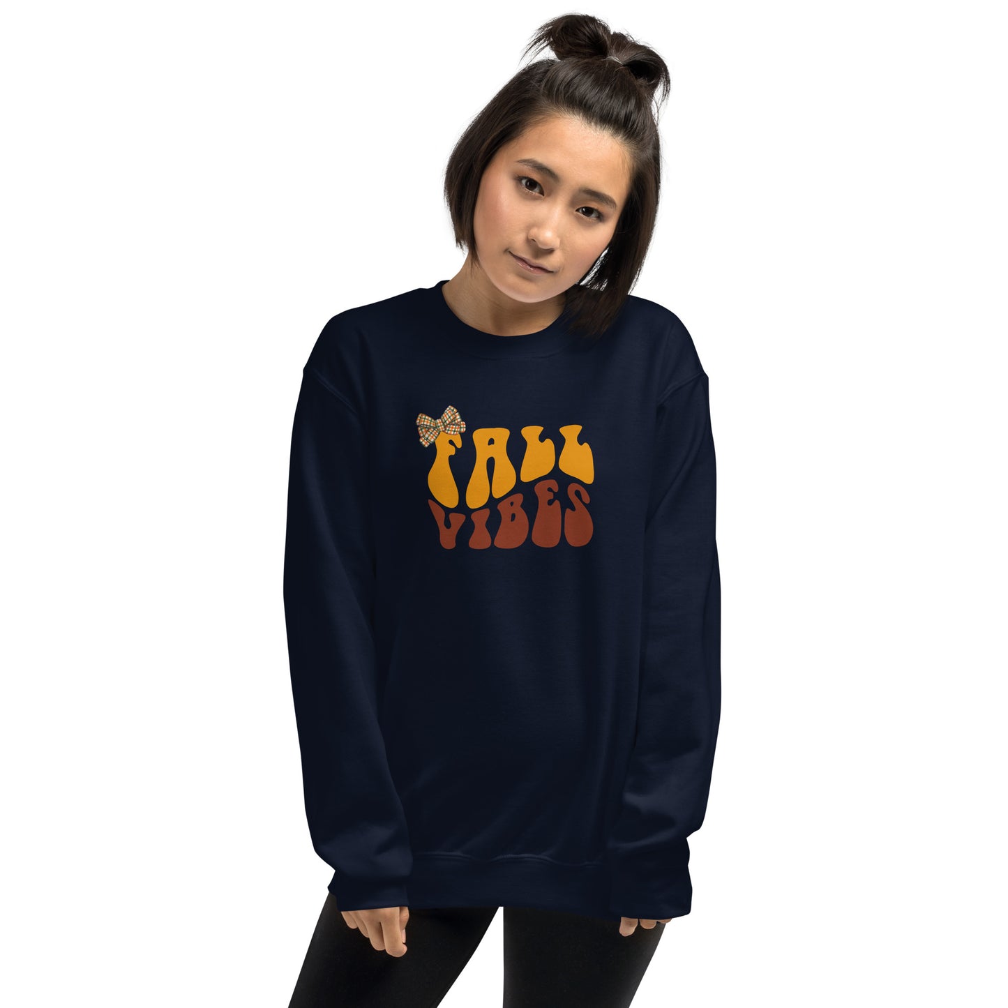 Fall Vibes with Bow Crewneck Unisex Sweatshirt | Cozy Fall Sweatshirt