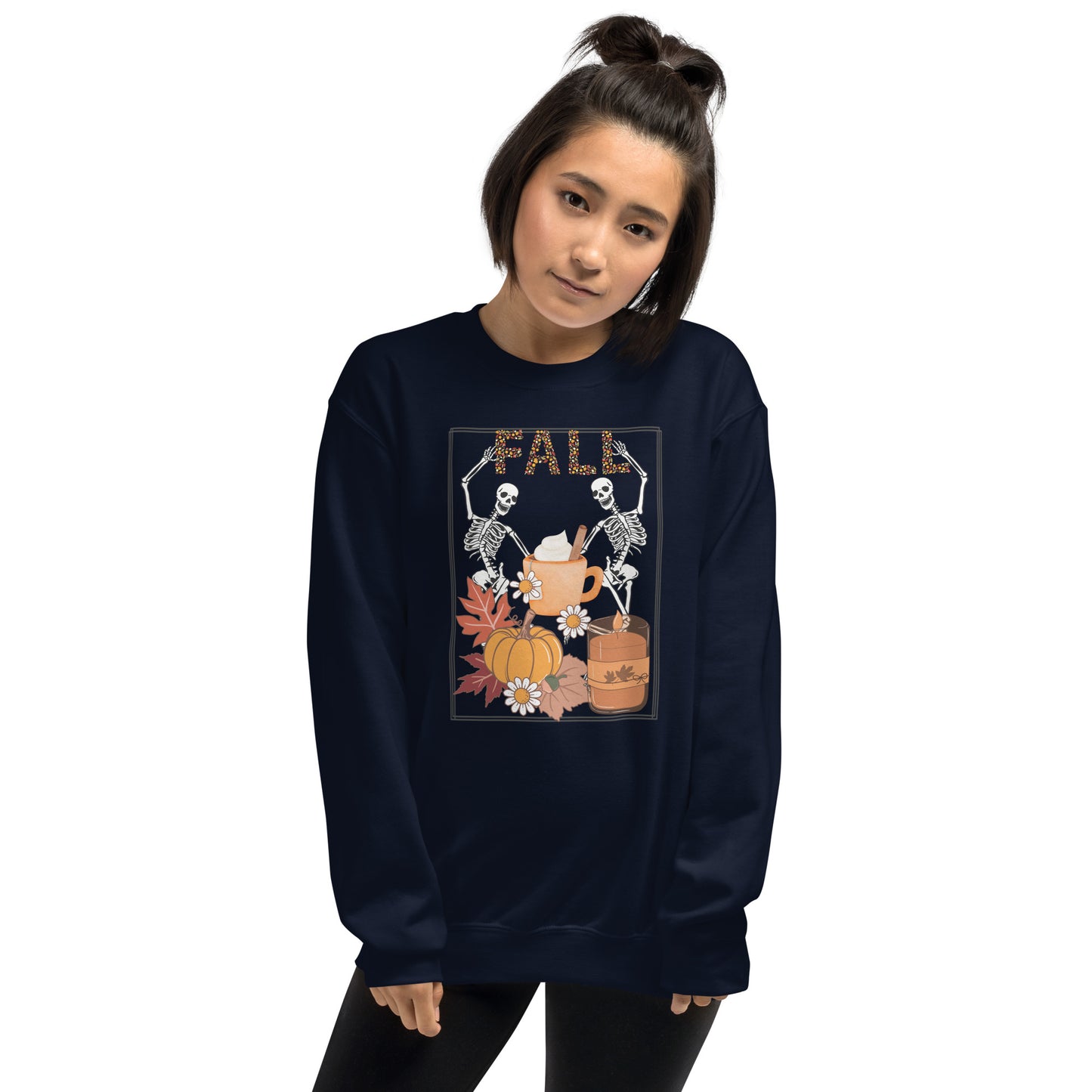 Fall Halloween Skeleton Pumpkin Spice Crewneck Unisex Sweatshirt