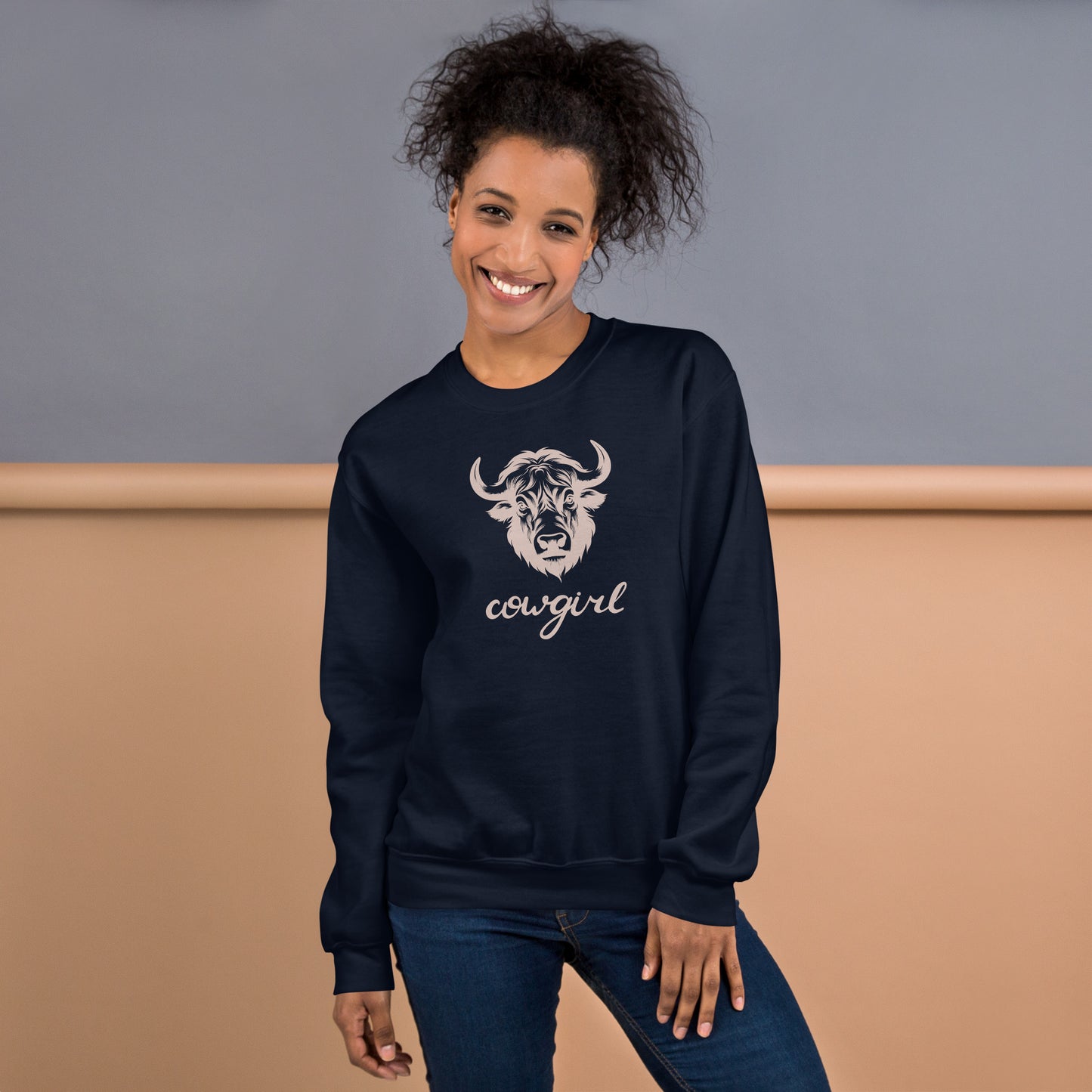 Cowgirl Long Haired Cow Unisex Sweatshirt