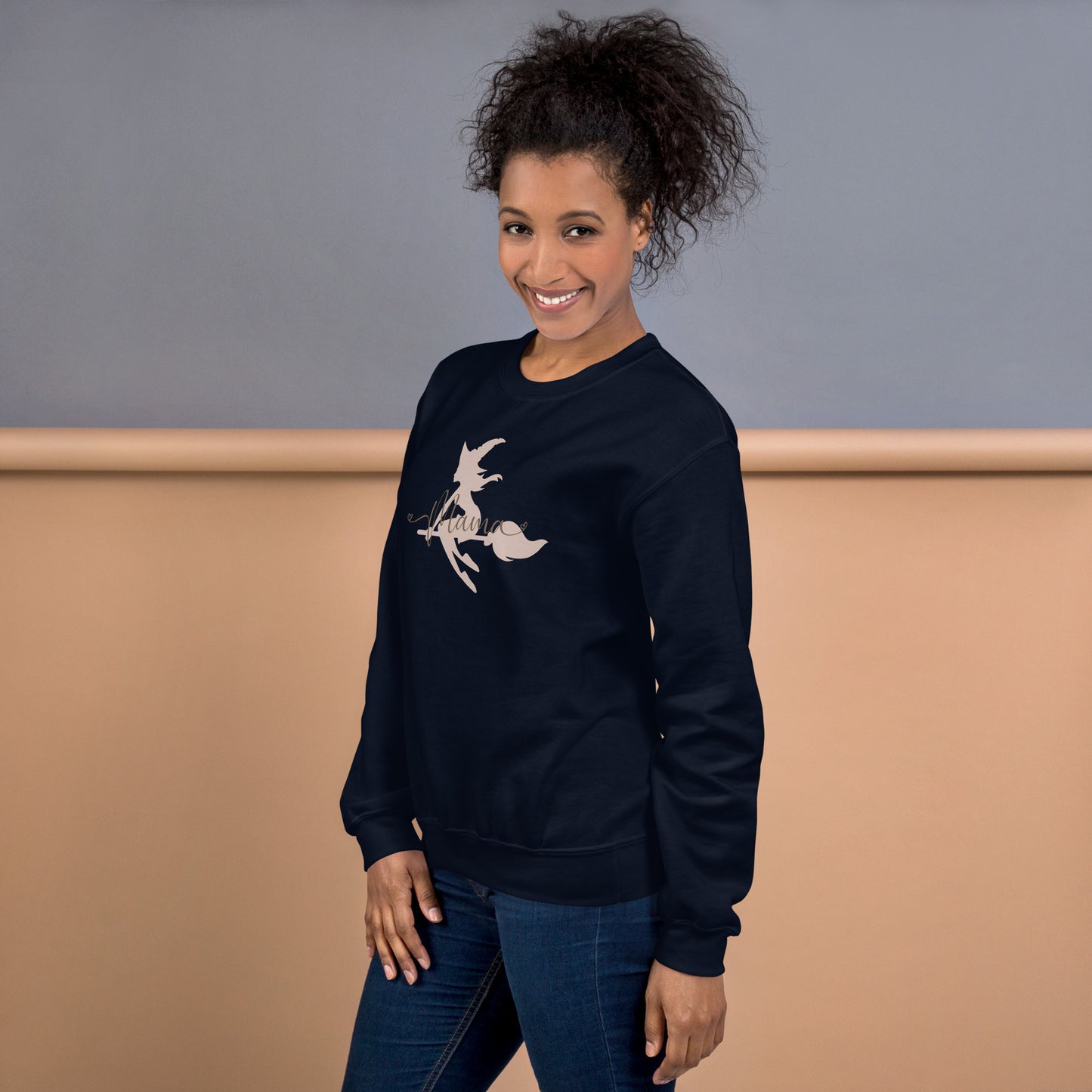 Mama Witches Broom Halloween Fall Crewneck Sweatshirt