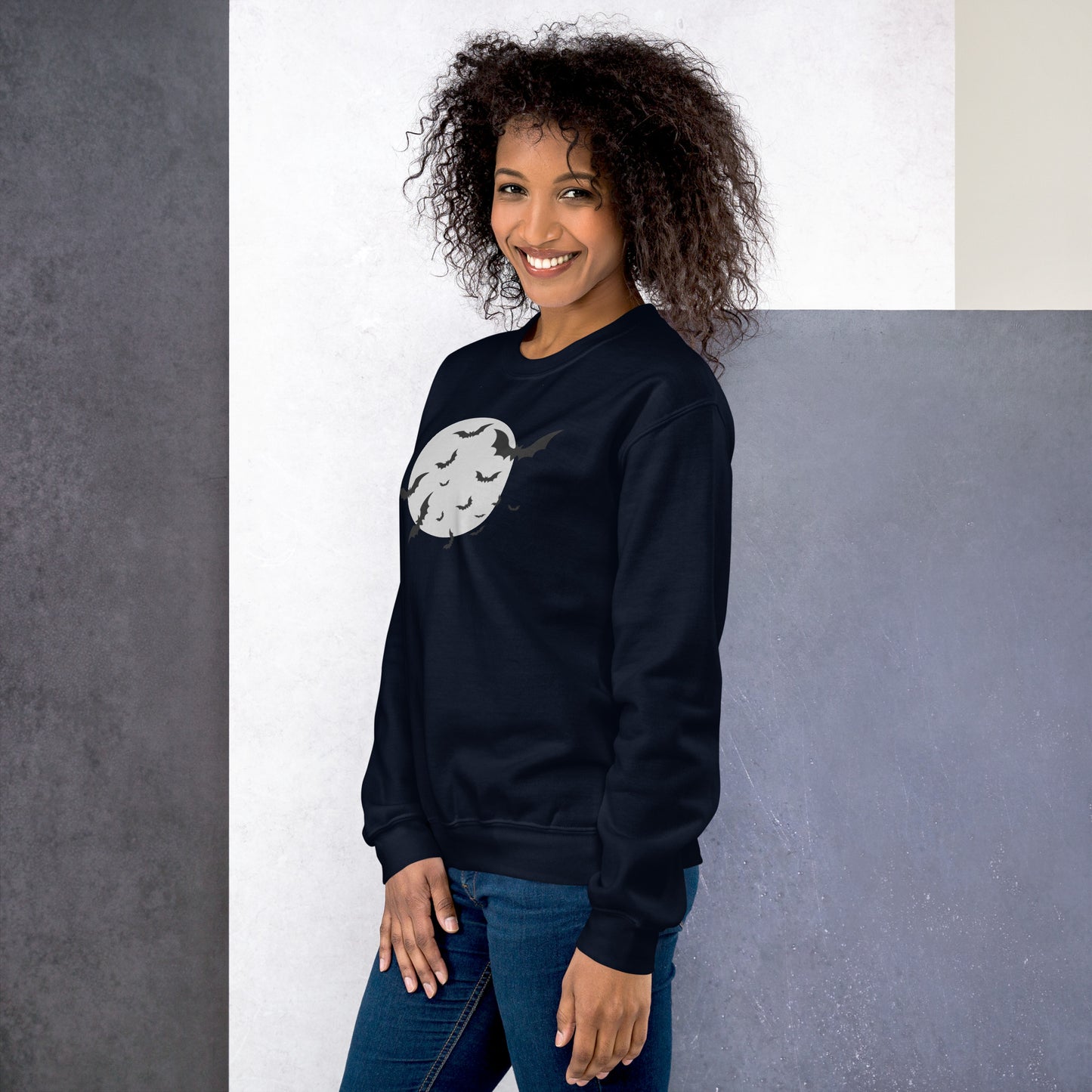 Full Moon with Bats Crewneck Fall Halloween Unisex Sweatshirt