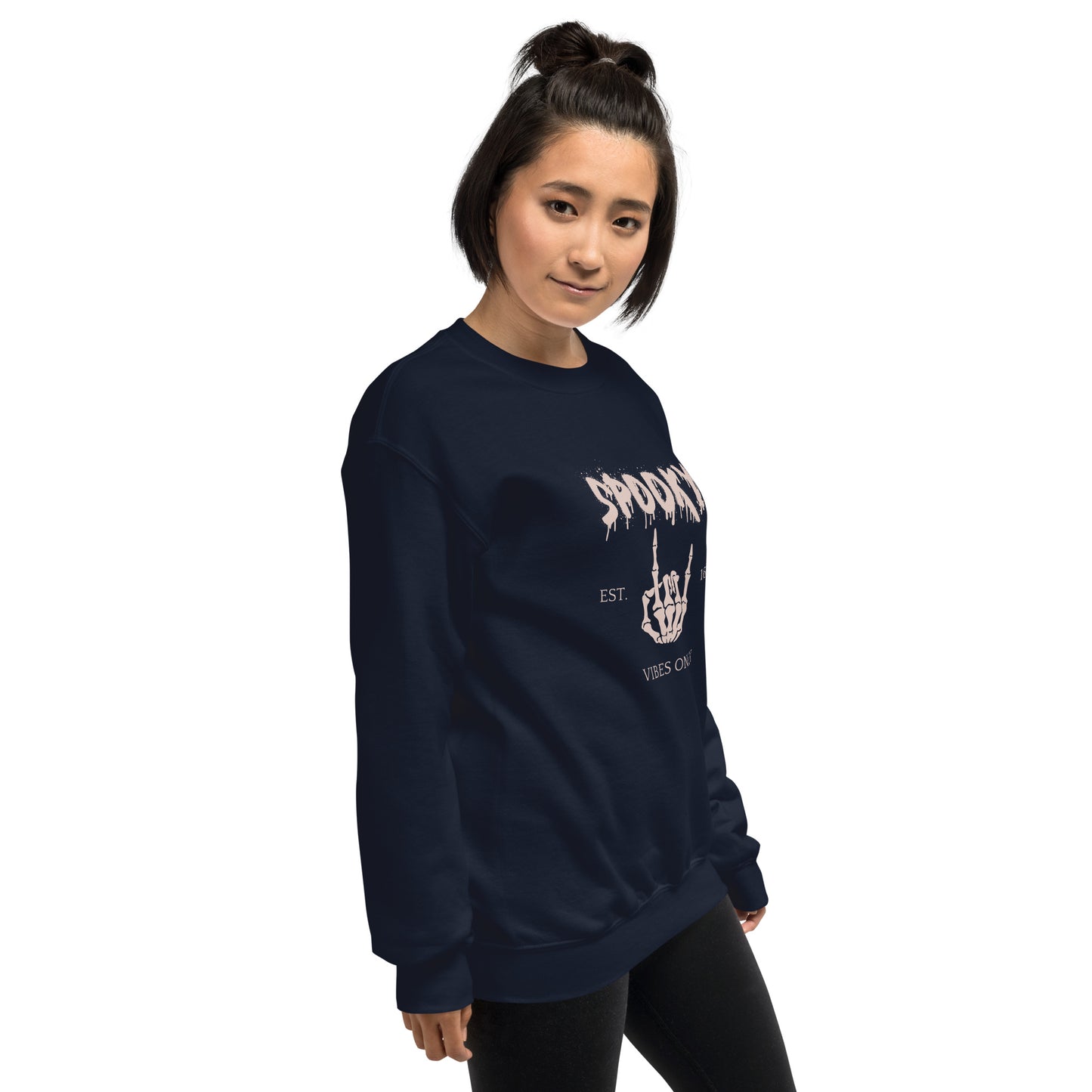 Spooky Vibes Skeleton Hands Peace Established 1692 Crewneck Sweatshirt