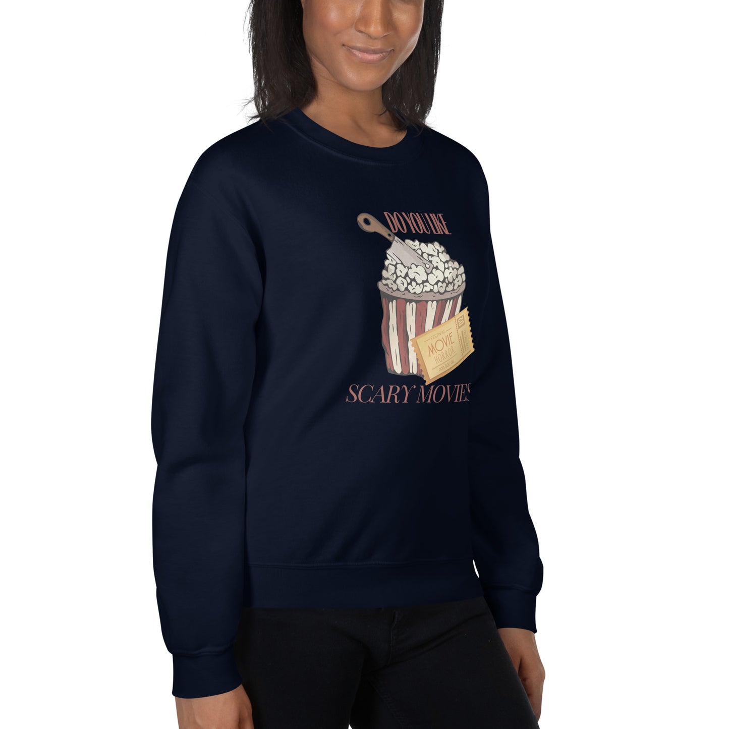 Do You Like Scary Movies Fall Crewneck Halloween Sweatshirt | Scream Movie Reference