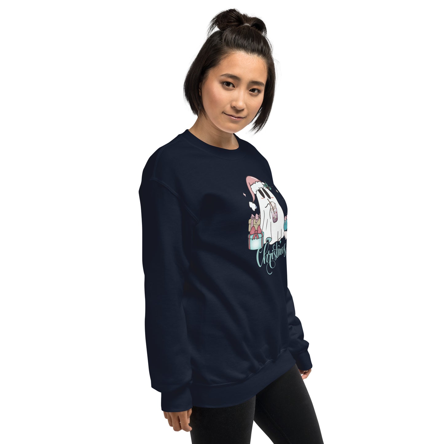 Christmas Cute Boujie Ghost with Presents Unisex Sweatshirt