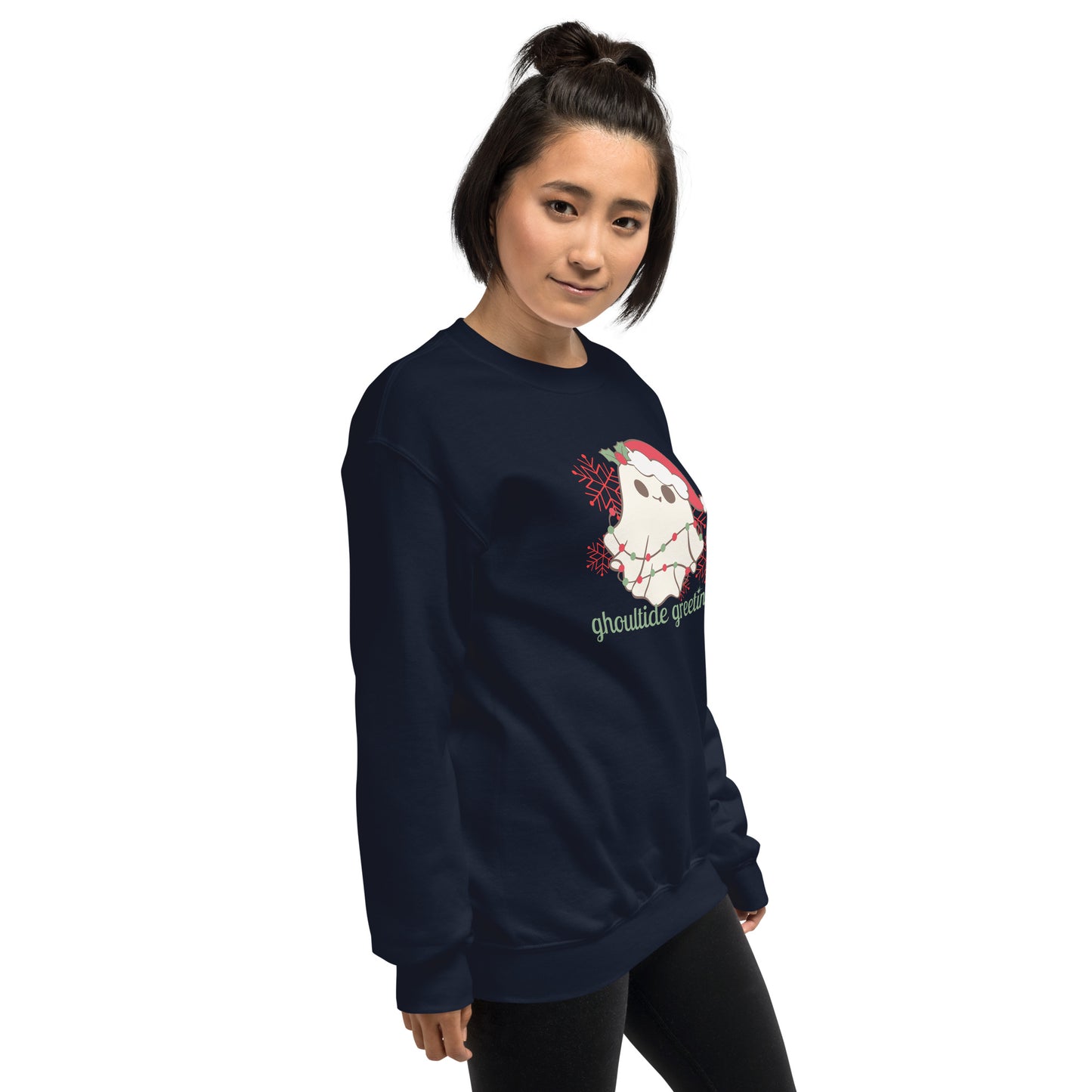Ghoultide Greetings Cute Christmas Ghost Holiday Crewneck Unisex Sweatshirt