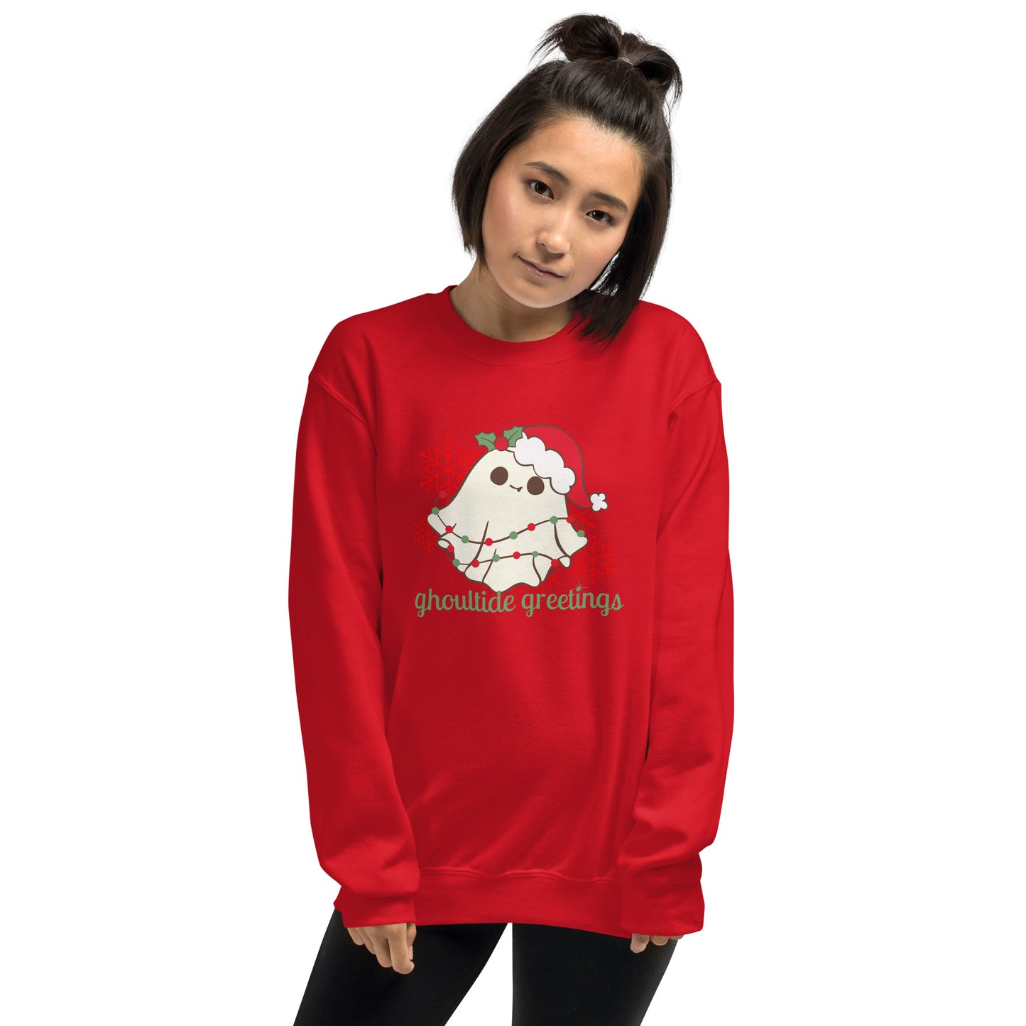 Ghoultide Greetings Cute Christmas Ghost Holiday Crewneck Unisex Sweatshirt