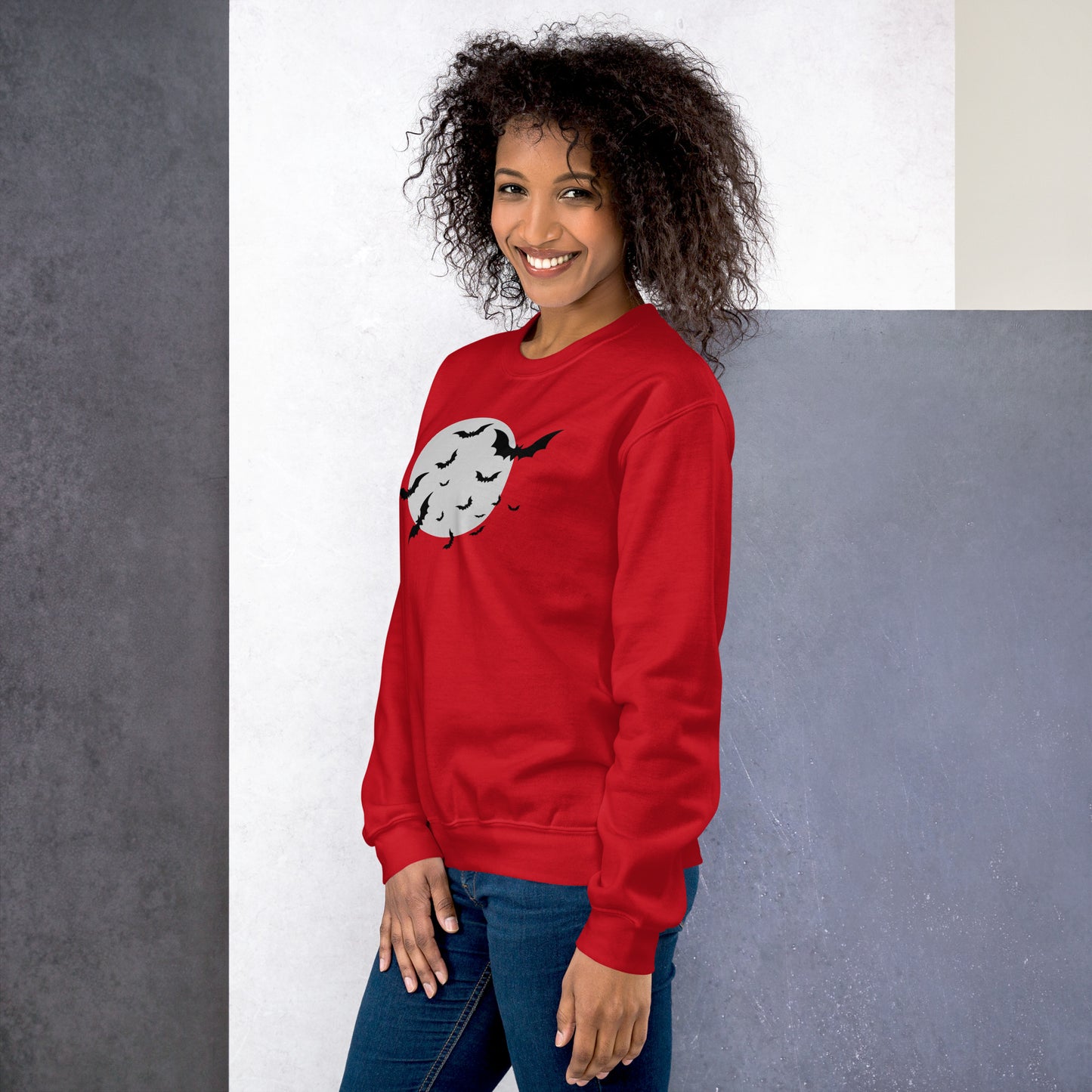Full Moon with Bats Crewneck Fall Halloween Unisex Sweatshirt