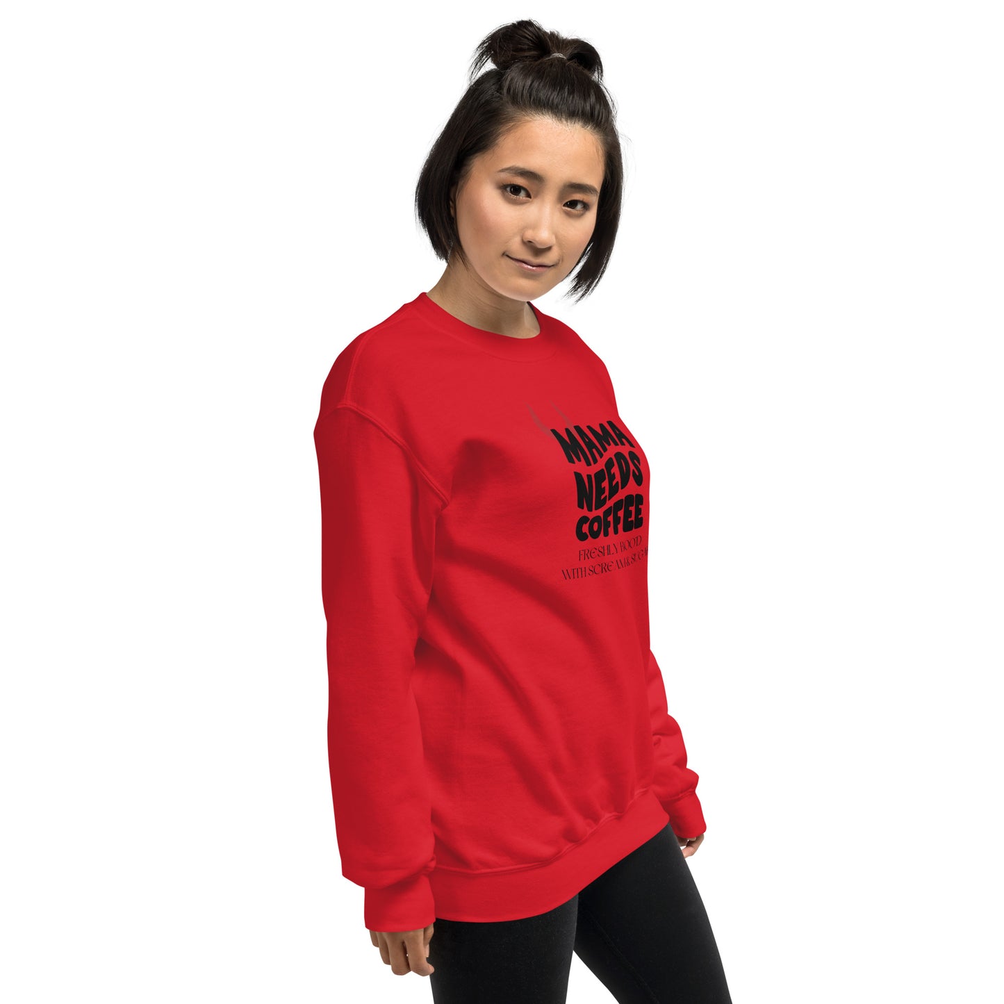 Mama Needs Coffee Freshly Boo'd With Scream and Sugar Unisex Halloween Fall Crewneck Sweatshirt