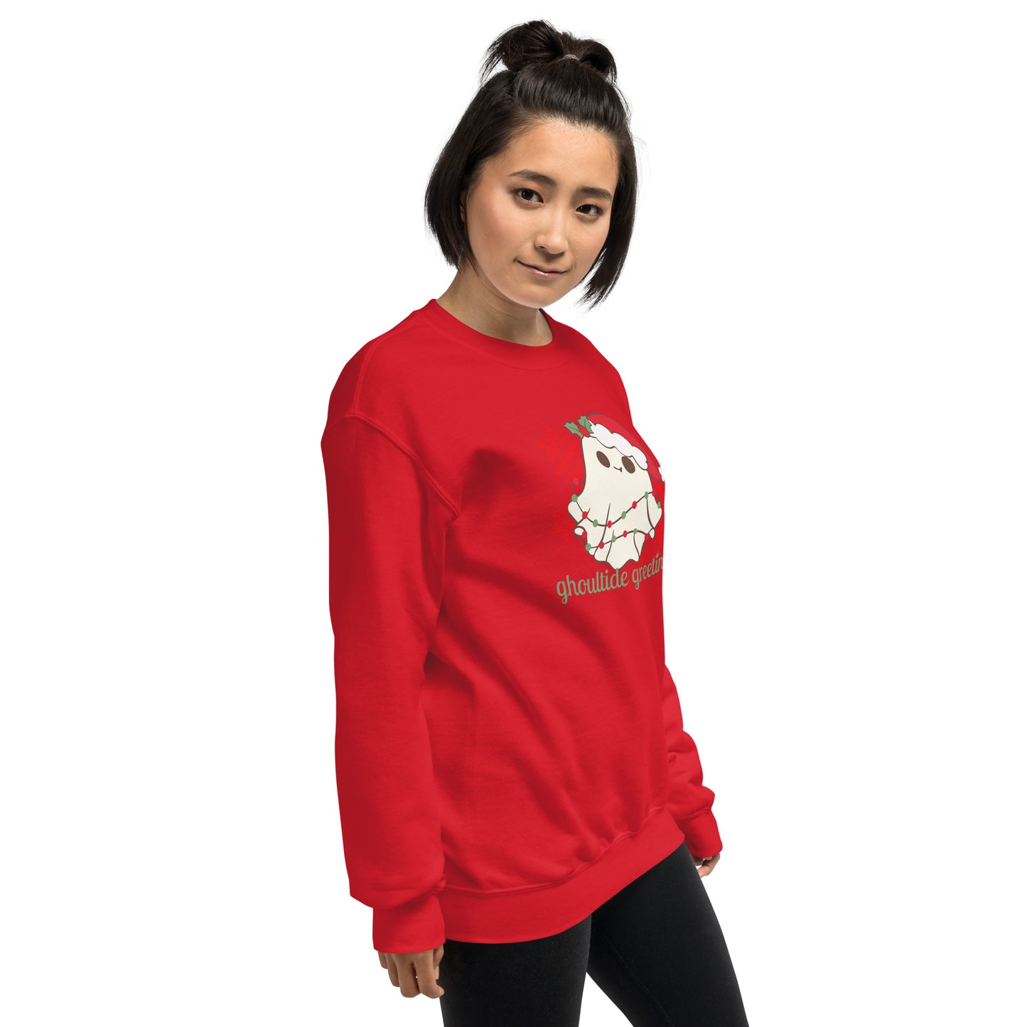 Ghoultide Greetings Cute Christmas Ghost Holiday Crewneck Unisex Sweatshirt