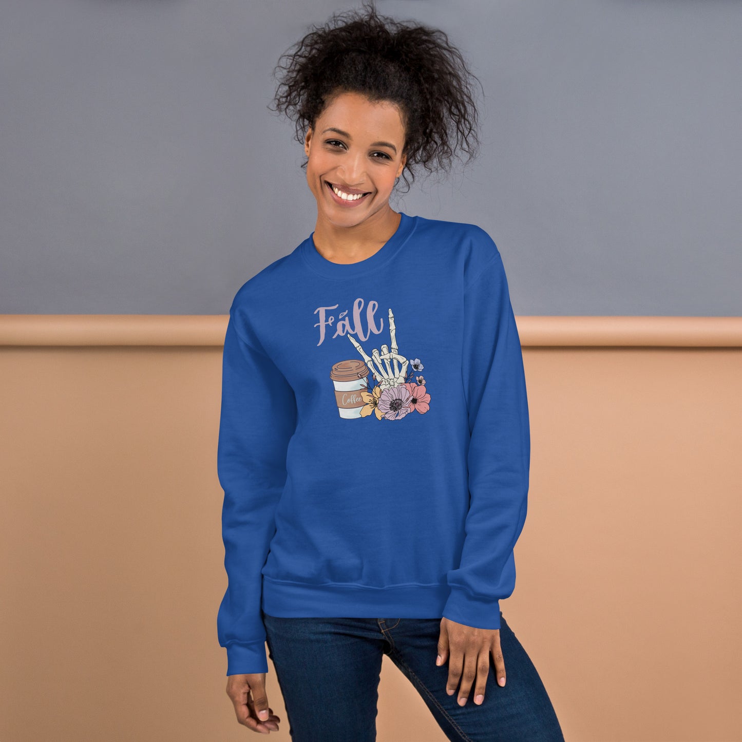Fall Vibes Floral Coffee Crewneck Sweatshirt
