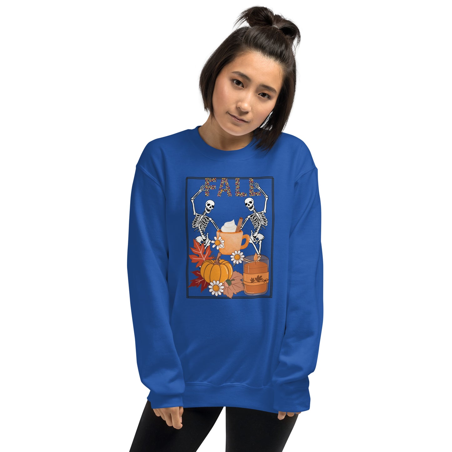 Fall Halloween Skeleton Pumpkin Spice Crewneck Unisex Sweatshirt