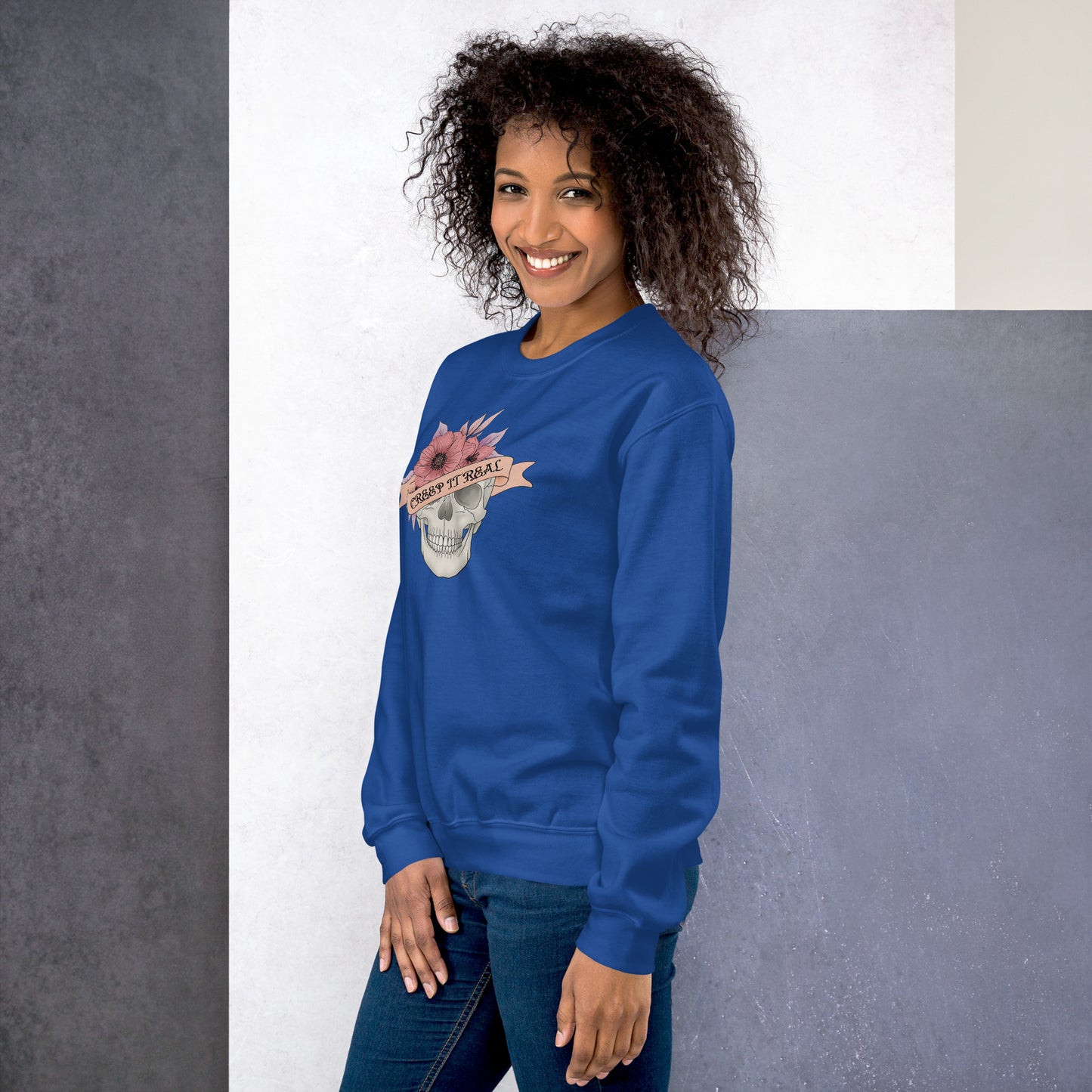 Creep it Real Skeleton Skull Fall Halloween Crewneck Sweatshirt | Keep it Real