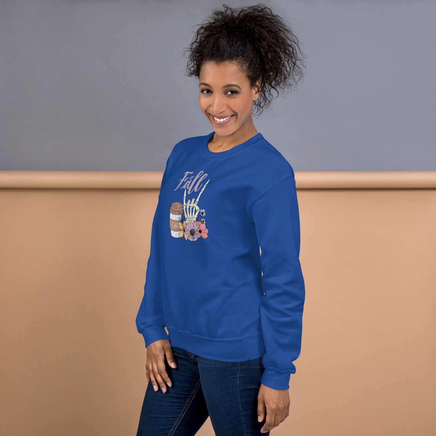 Fall Vibes Floral Coffee Crewneck Sweatshirt