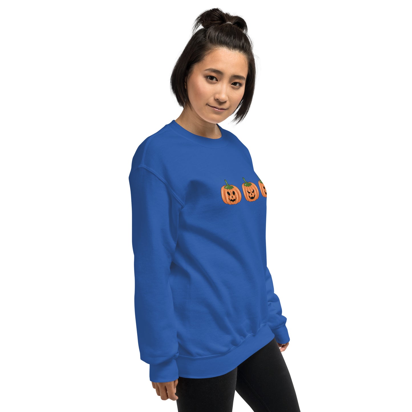 Trendy Fall Pumpkin Faces Crewneck Unisex Sweatshirt