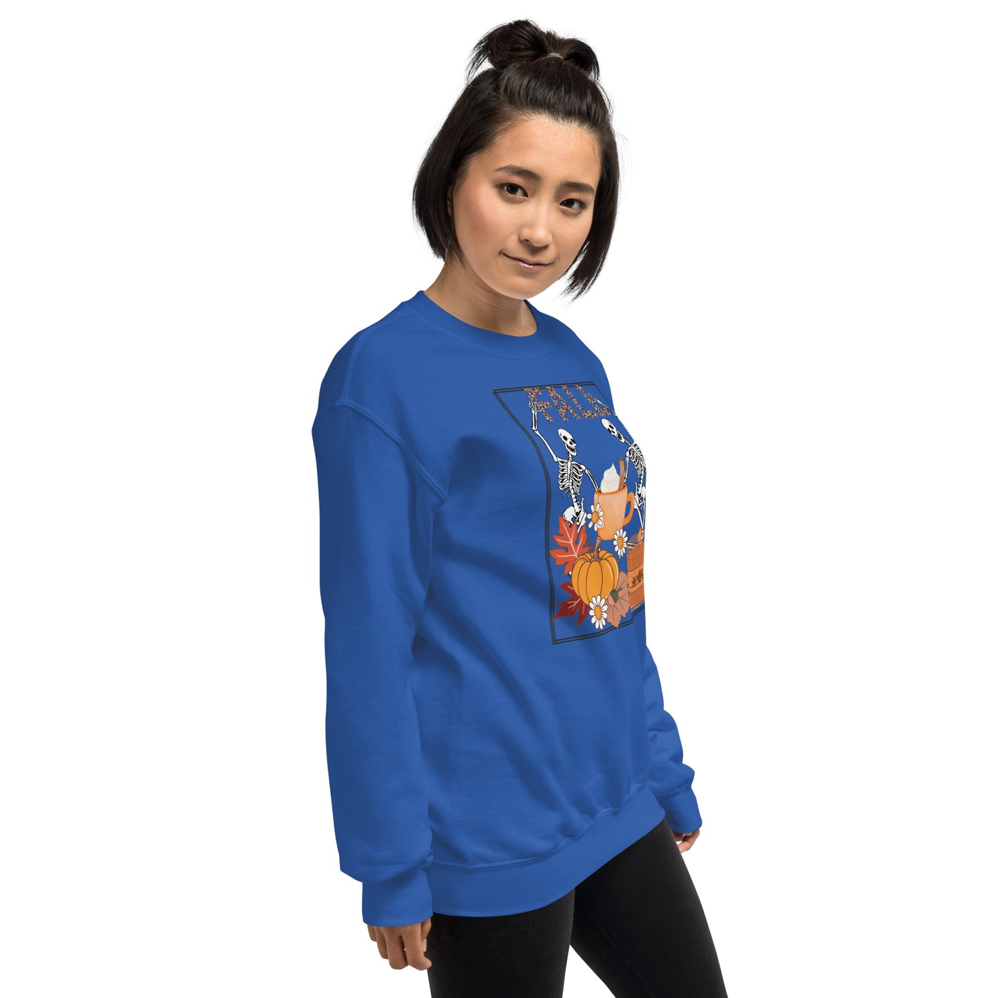 Fall Halloween Skeleton Pumpkin Spice Crewneck Unisex Sweatshirt