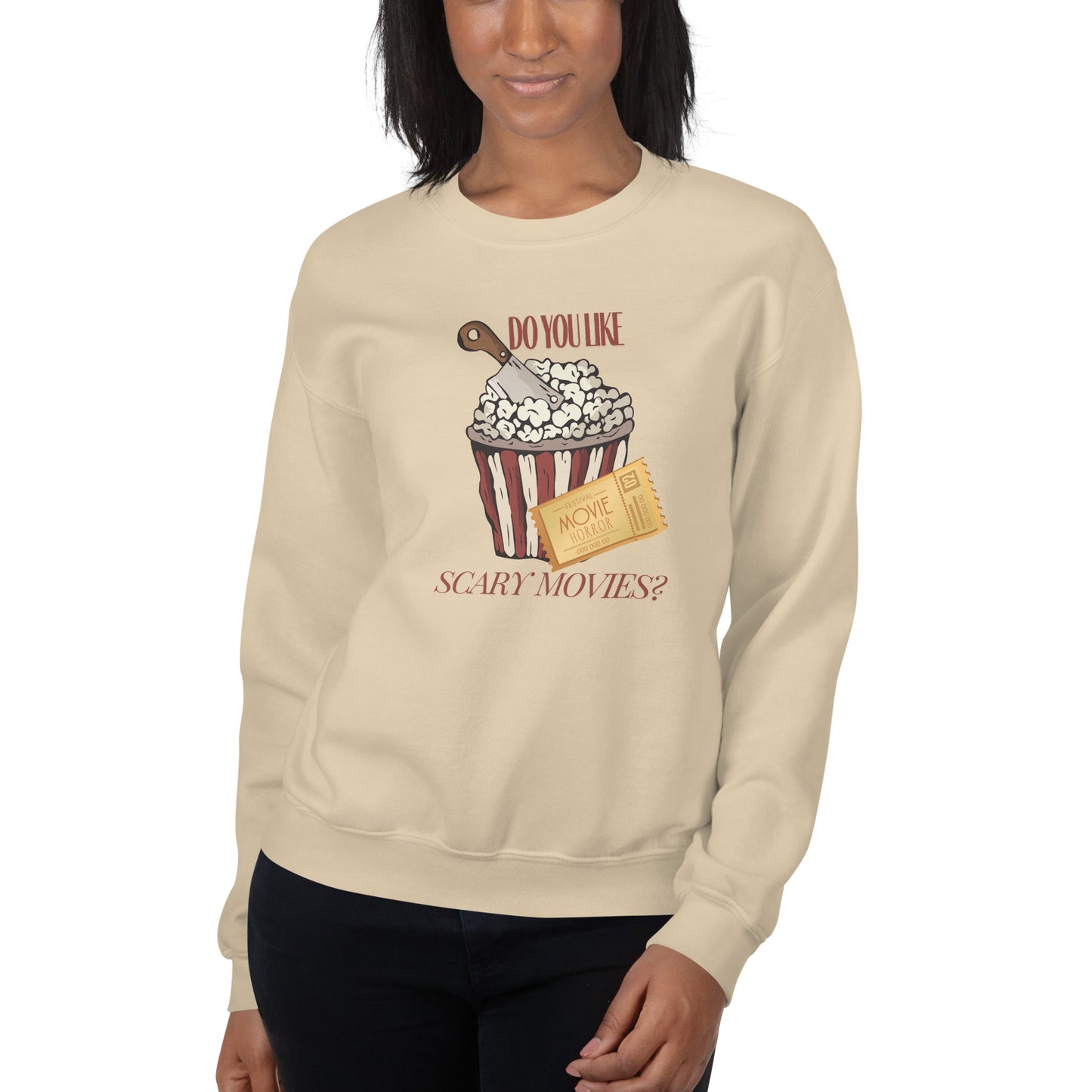 Do You Like Scary Movies Fall Crewneck Halloween Sweatshirt | Scream Movie Reference