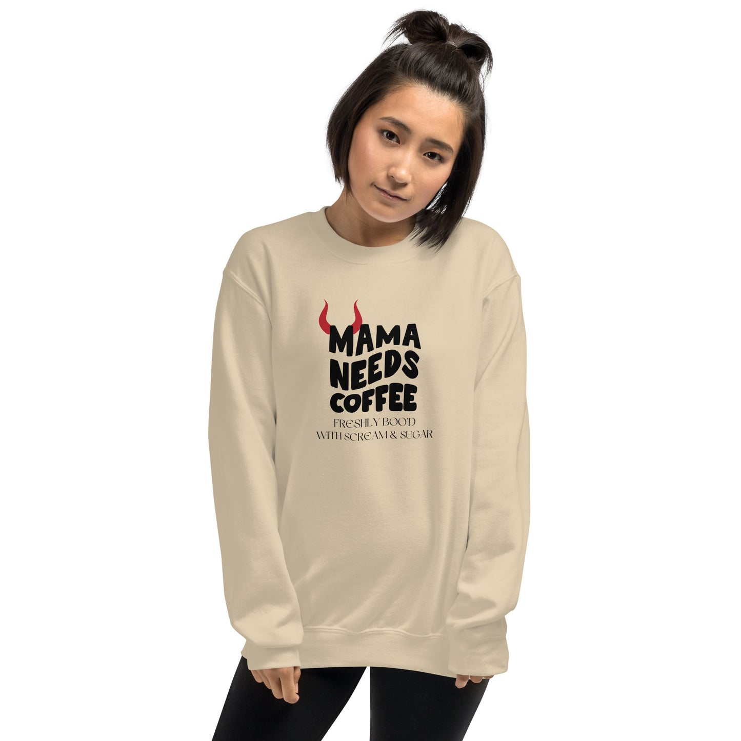 Mama Needs Coffee Freshly Boo'd With Scream and Sugar Unisex Halloween Fall Crewneck Sweatshirt