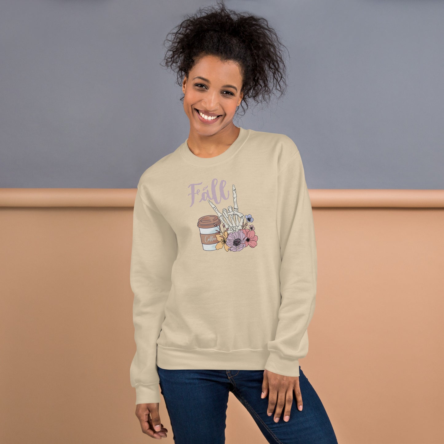 Fall Vibes Floral Coffee Crewneck Sweatshirt