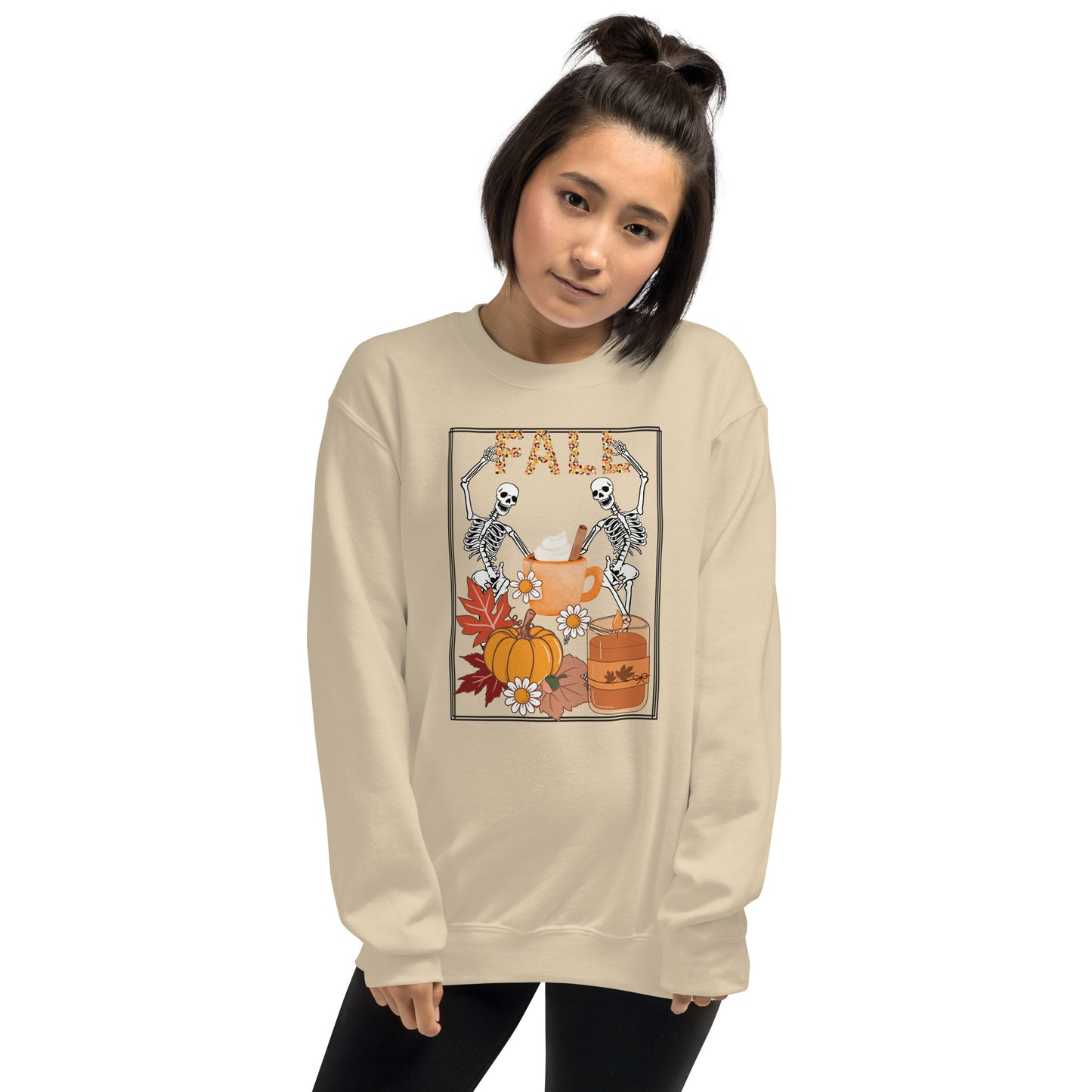Fall Halloween Skeleton Pumpkin Spice Crewneck Unisex Sweatshirt