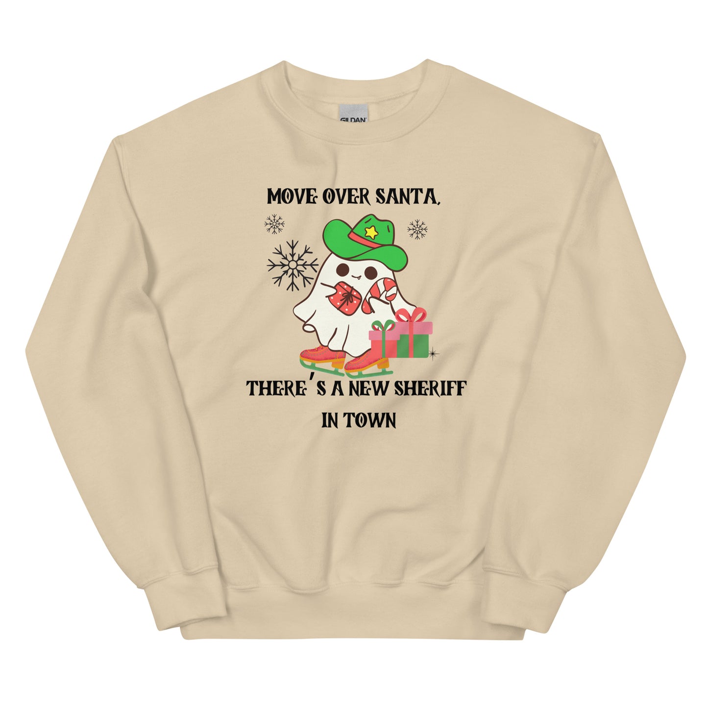 Move Over Santa, Theres a New Sheriff in Town Christmas Funny Ghost  Crewneck Unisex Sweatshirt