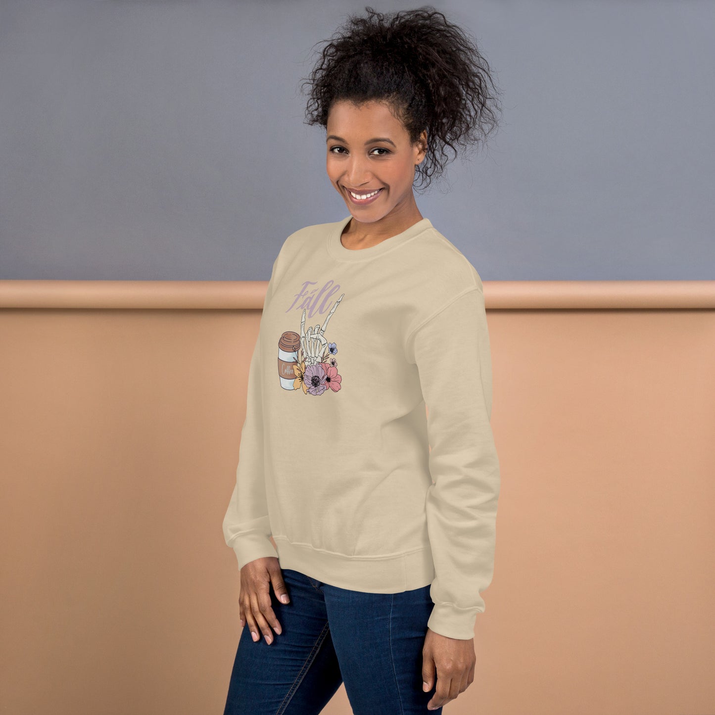 Fall Vibes Floral Coffee Crewneck Sweatshirt