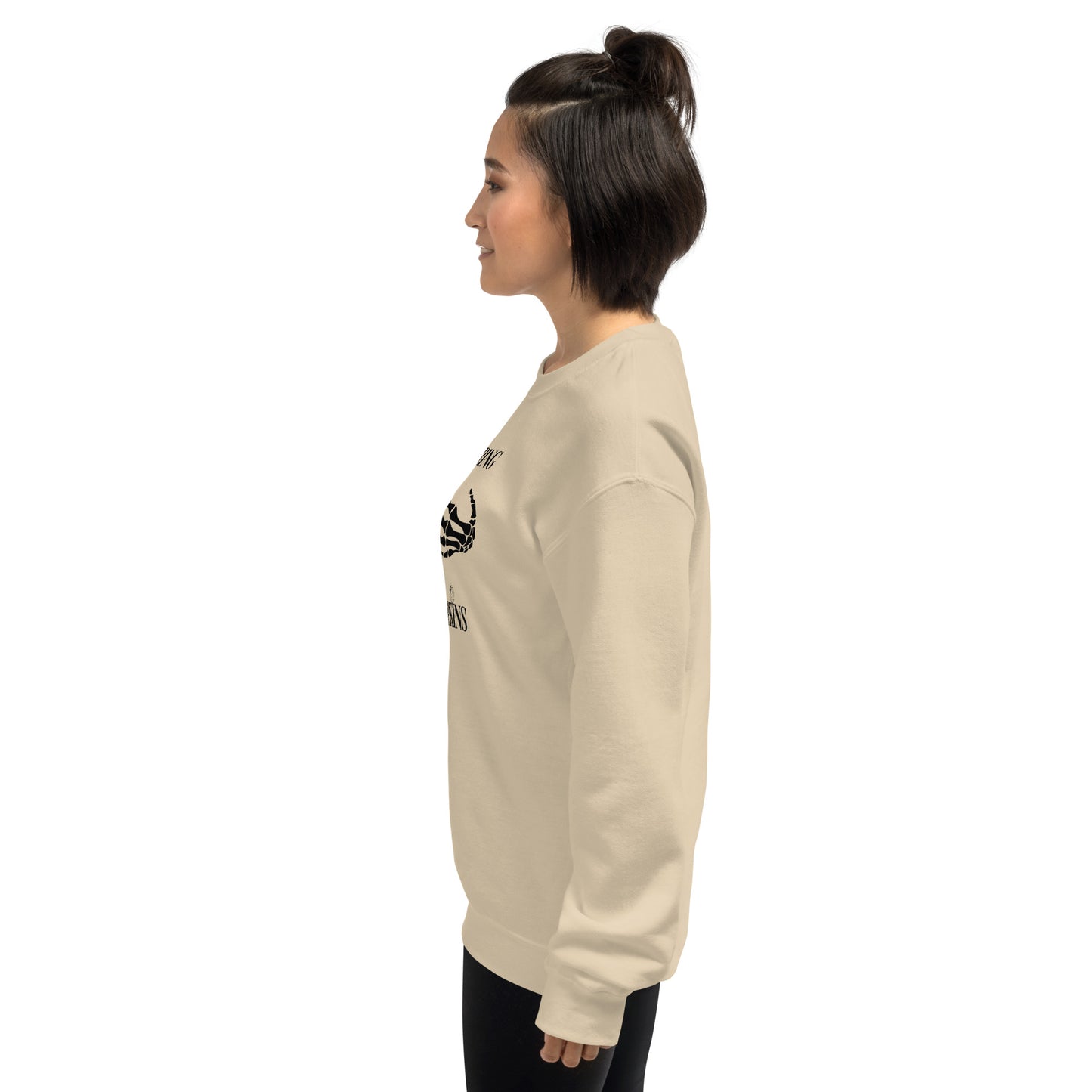 Stop Staring at my Pumpkins Funny Halloween Skeleton Hands Unisex Sweatshirt