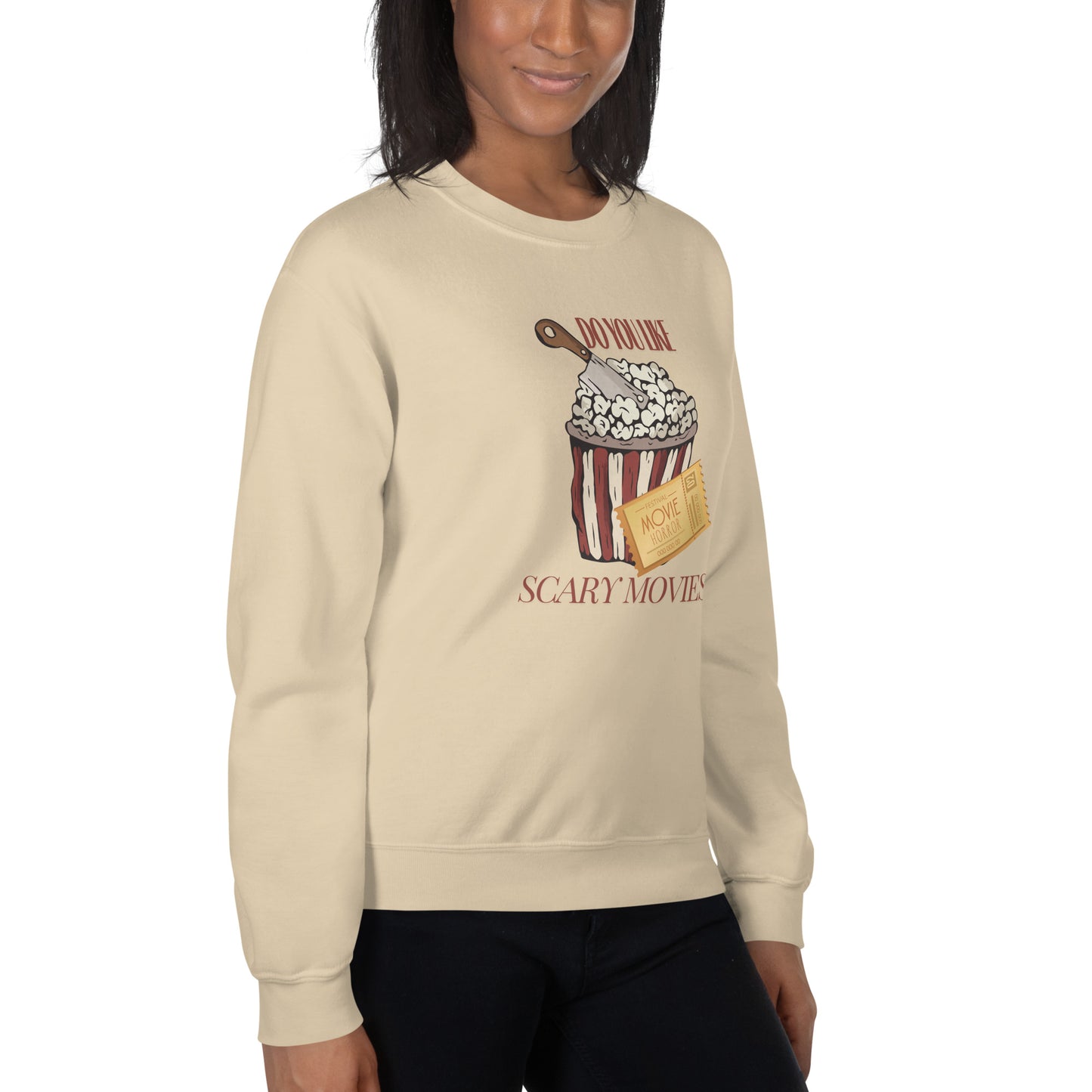Do You Like Scary Movies Fall Crewneck Halloween Sweatshirt | Scream Movie Reference