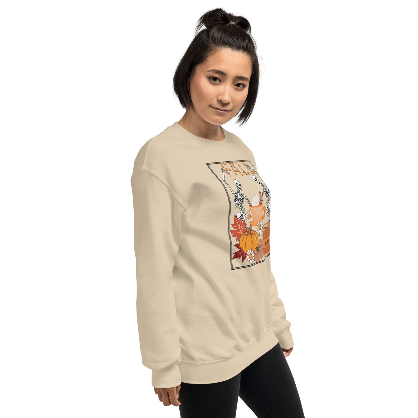 Fall Halloween Skeleton Pumpkin Spice Crewneck Unisex Sweatshirt