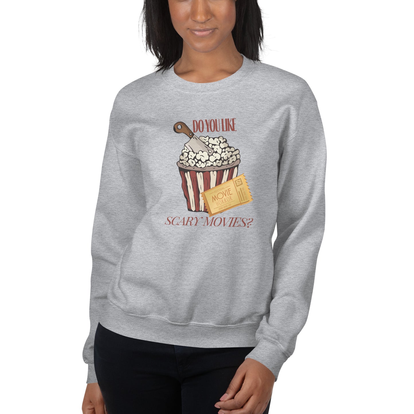 Do You Like Scary Movies Fall Crewneck Halloween Sweatshirt | Scream Movie Reference