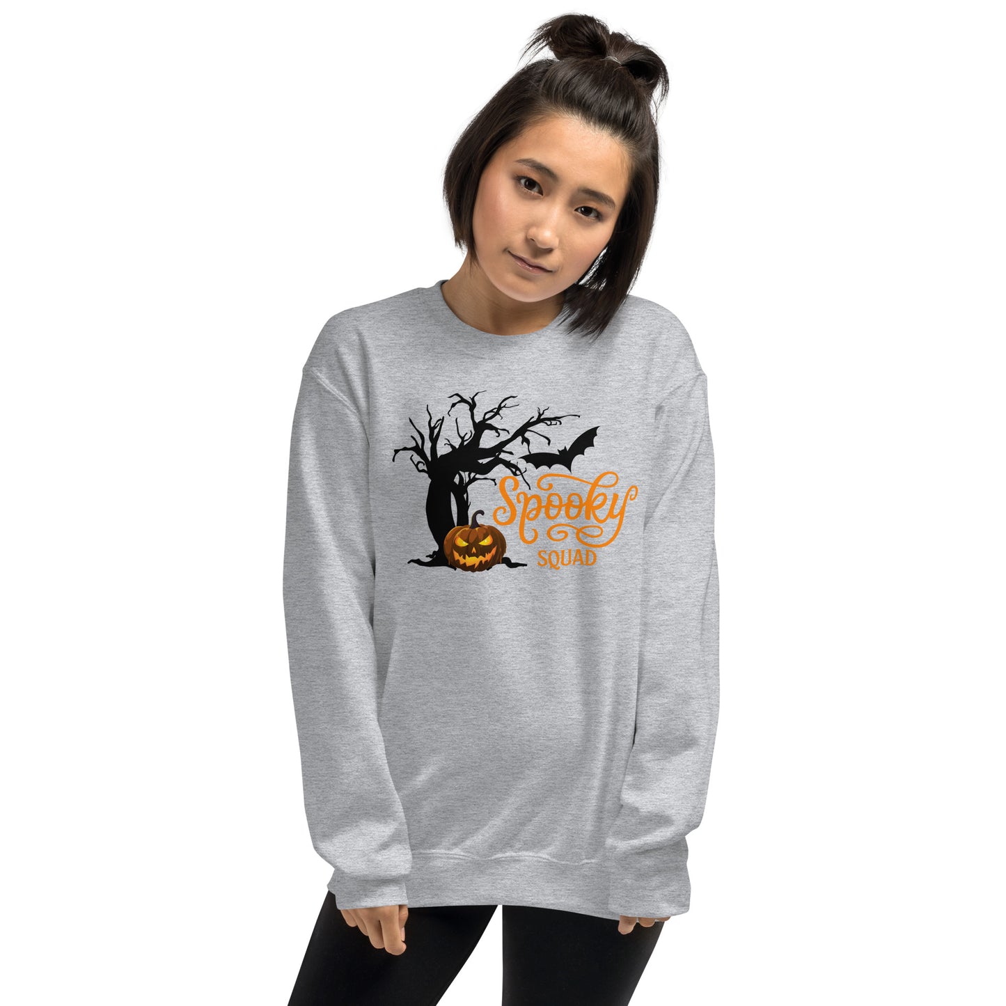 Spooky Squad Family Halloween Crewneck Unisex Sweatshirt | Spooky Tree and Pumpkin