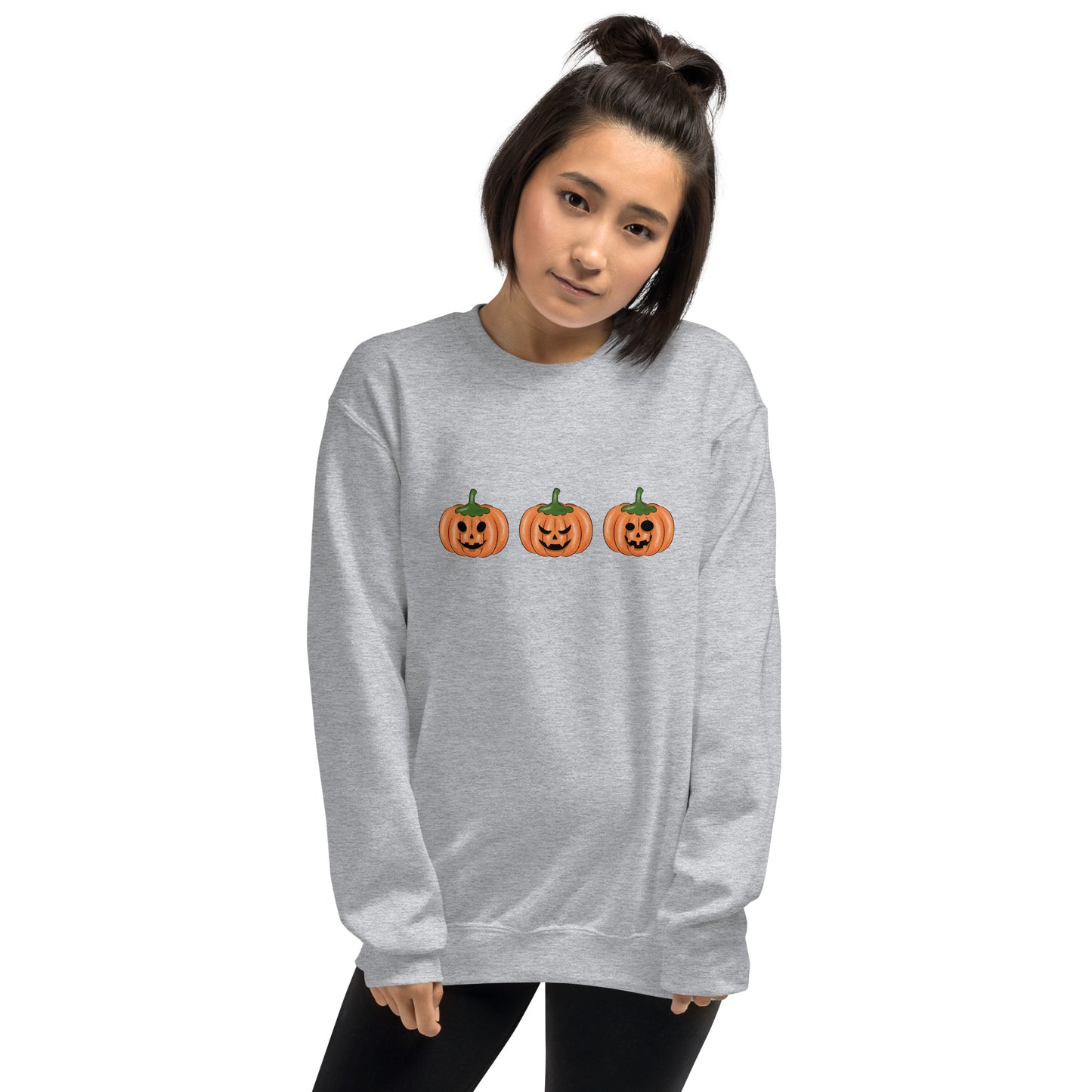 Trendy Fall Pumpkin Faces Crewneck Unisex Sweatshirt