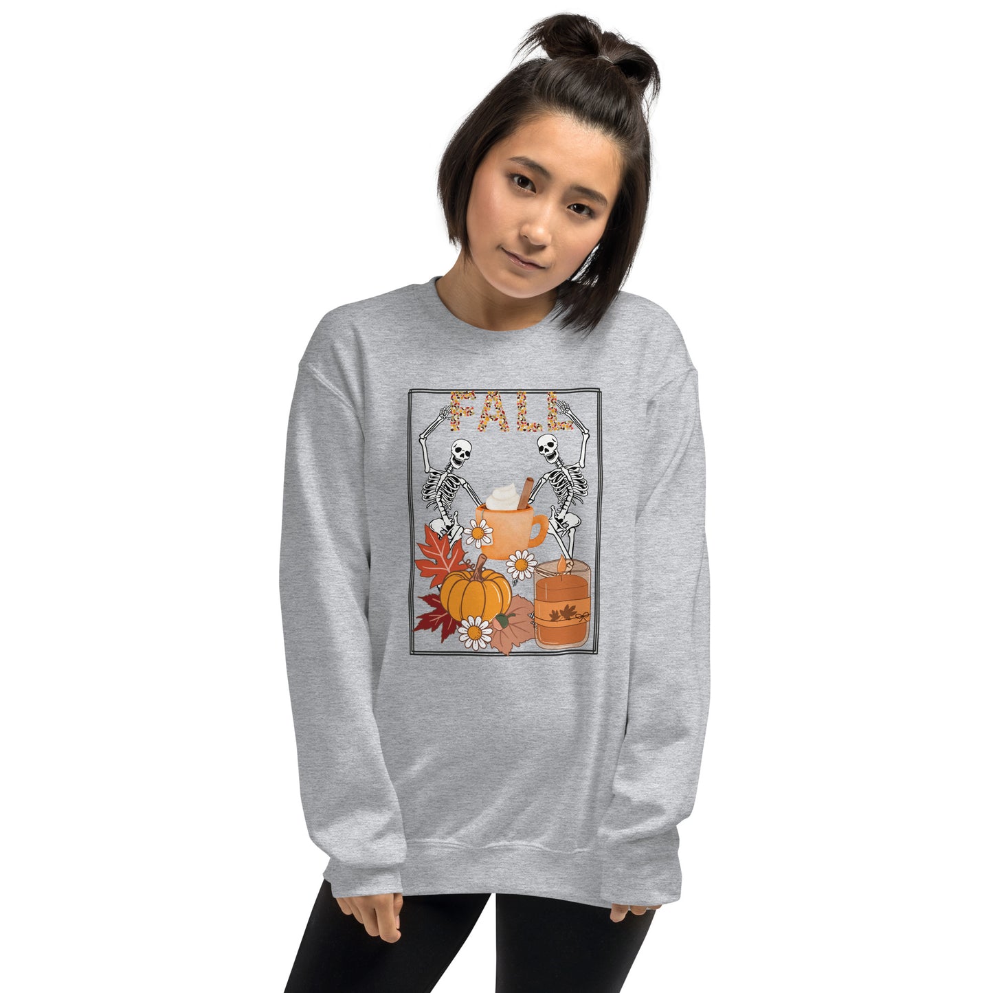 Fall Halloween Skeleton Pumpkin Spice Crewneck Unisex Sweatshirt