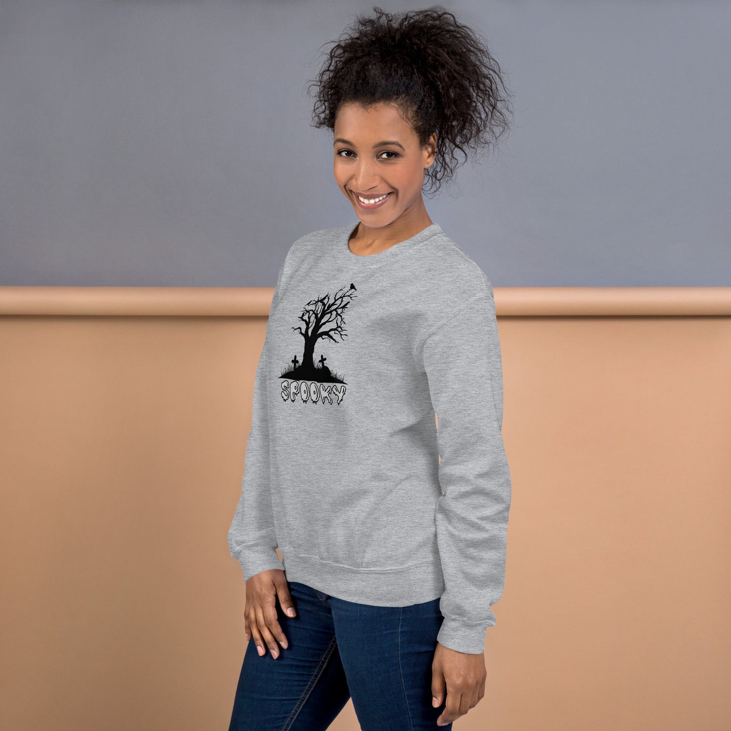 Spooky Halloween Fall Tree Crewneck Unisex Sweatshirt