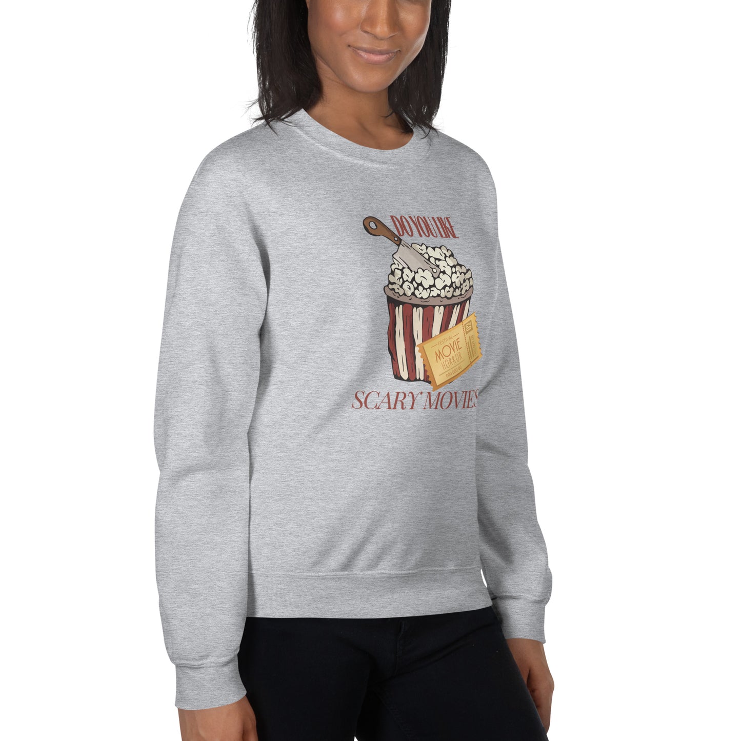 Do You Like Scary Movies Fall Crewneck Halloween Sweatshirt | Scream Movie Reference