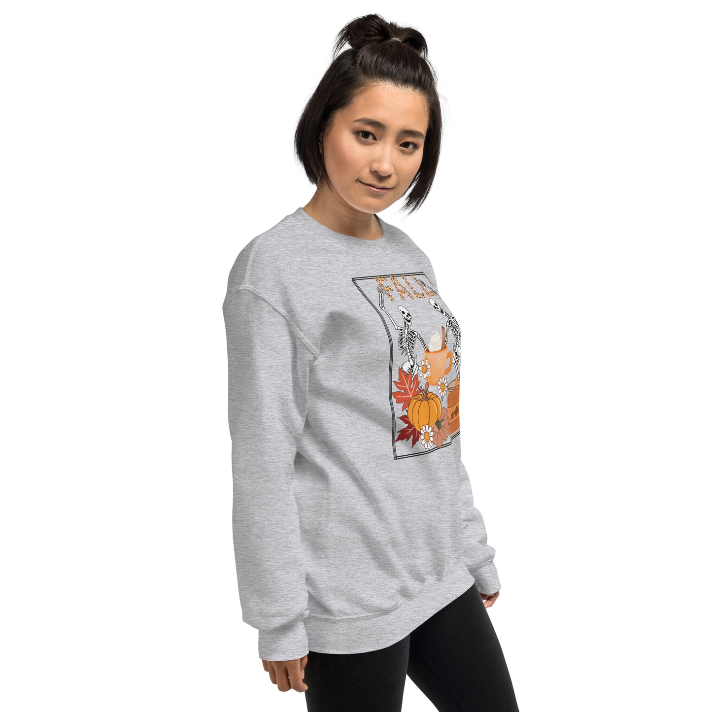 Fall Halloween Skeleton Pumpkin Spice Crewneck Unisex Sweatshirt
