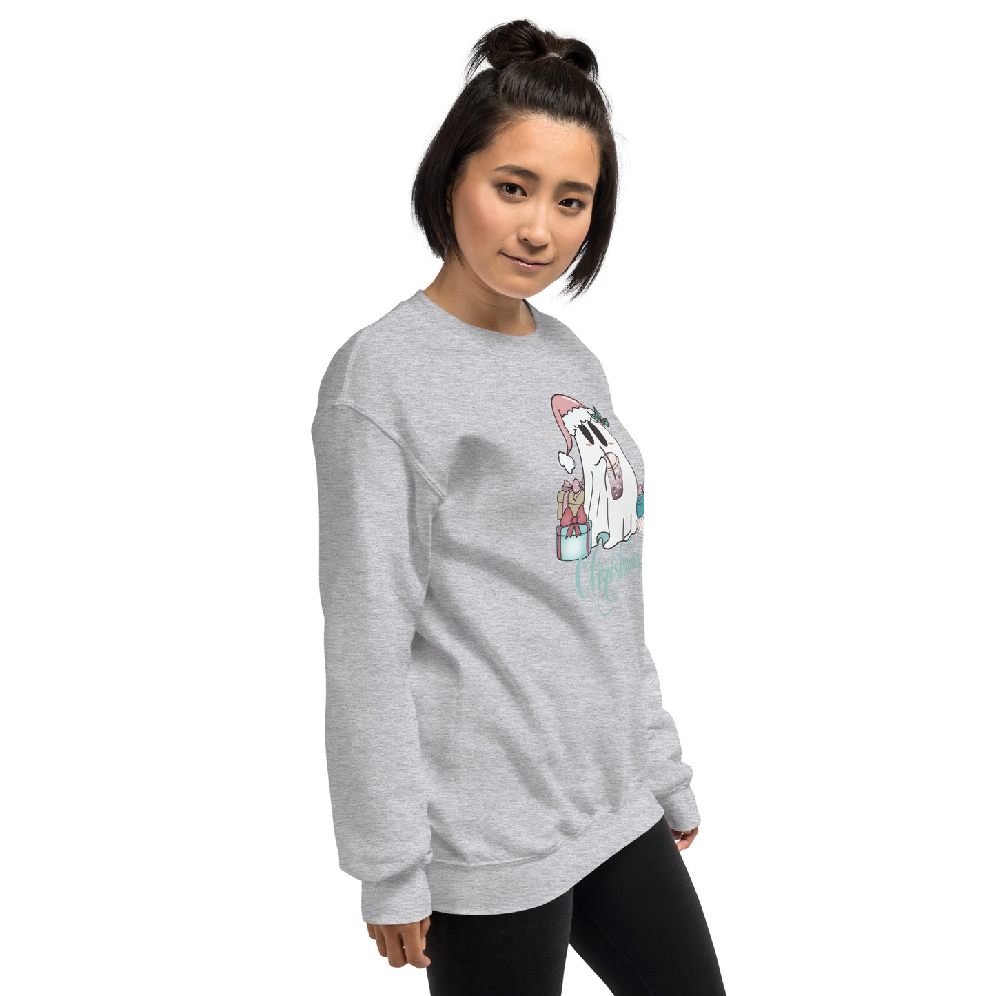 Christmas Cute Boujie Ghost with Presents Unisex Sweatshirt
