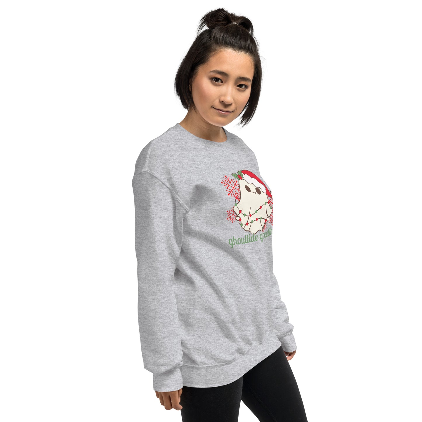 Ghoultide Greetings Cute Christmas Ghost Holiday Crewneck Unisex Sweatshirt