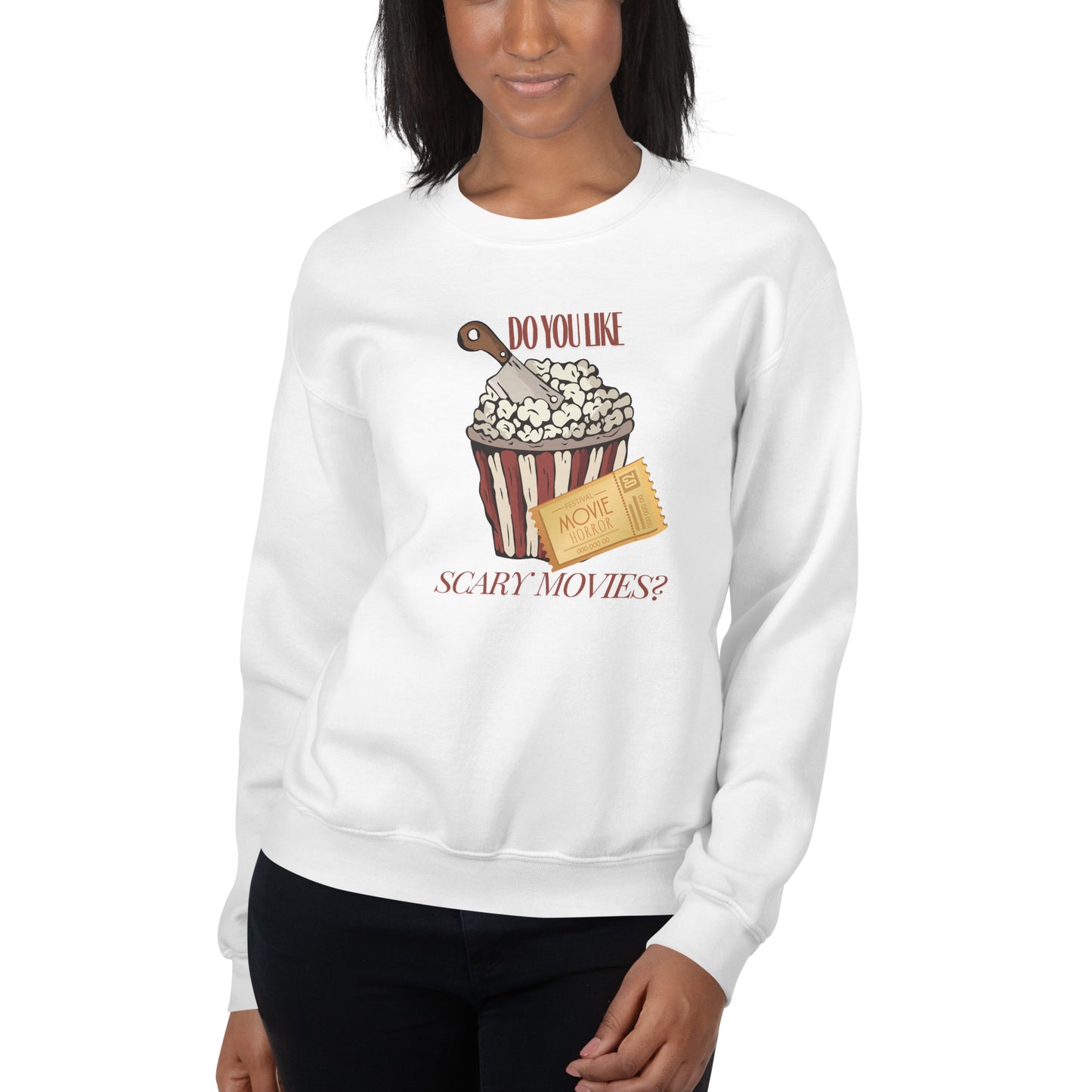 Do You Like Scary Movies Fall Crewneck Halloween Sweatshirt | Scream Movie Reference