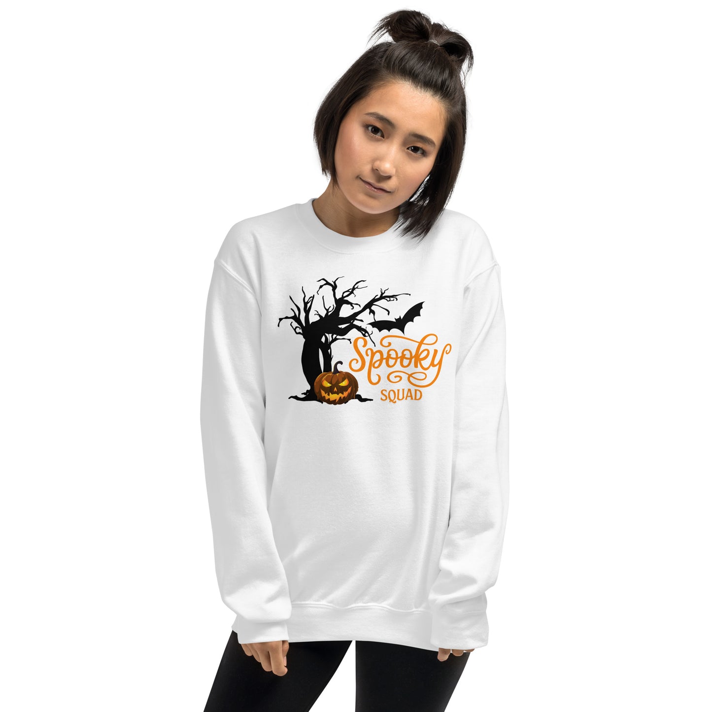 Spooky Squad Family Halloween Crewneck Unisex Sweatshirt | Spooky Tree and Pumpkin