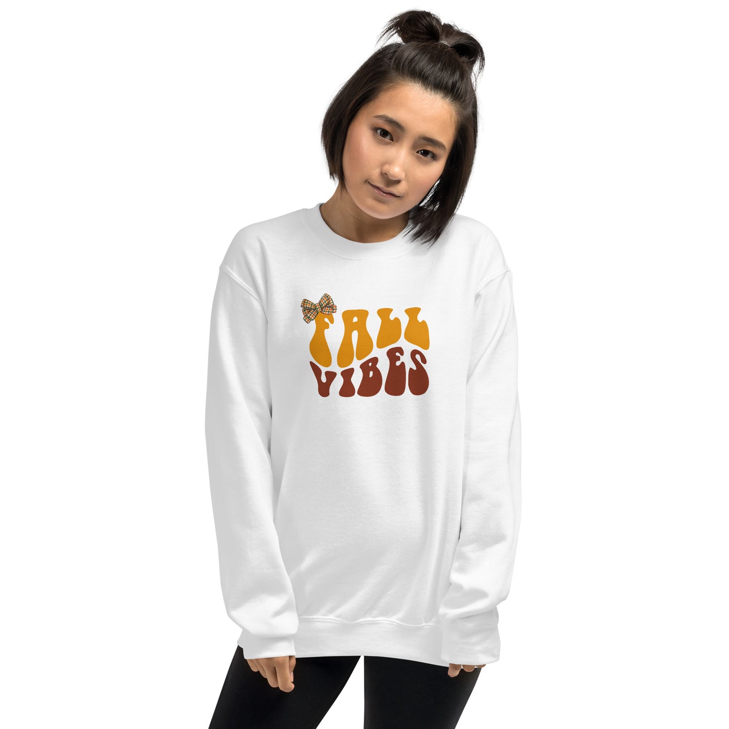 Fall Vibes with Bow Crewneck Unisex Sweatshirt | Cozy Fall Sweatshirt