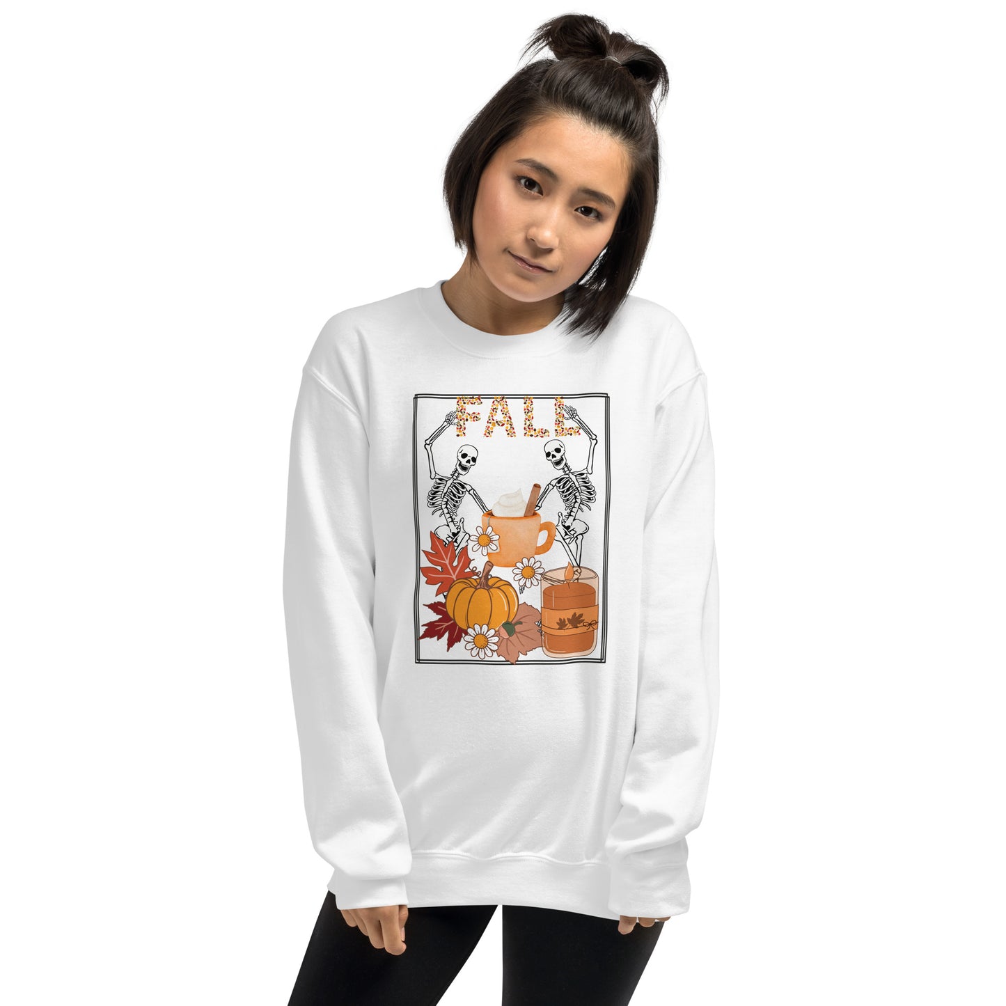 Fall Halloween Skeleton Pumpkin Spice Crewneck Unisex Sweatshirt