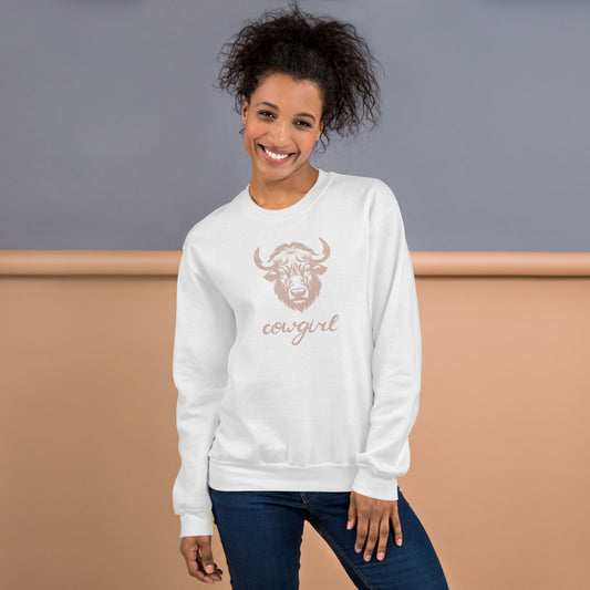 Cowgirl Long Haired Cow Unisex Sweatshirt