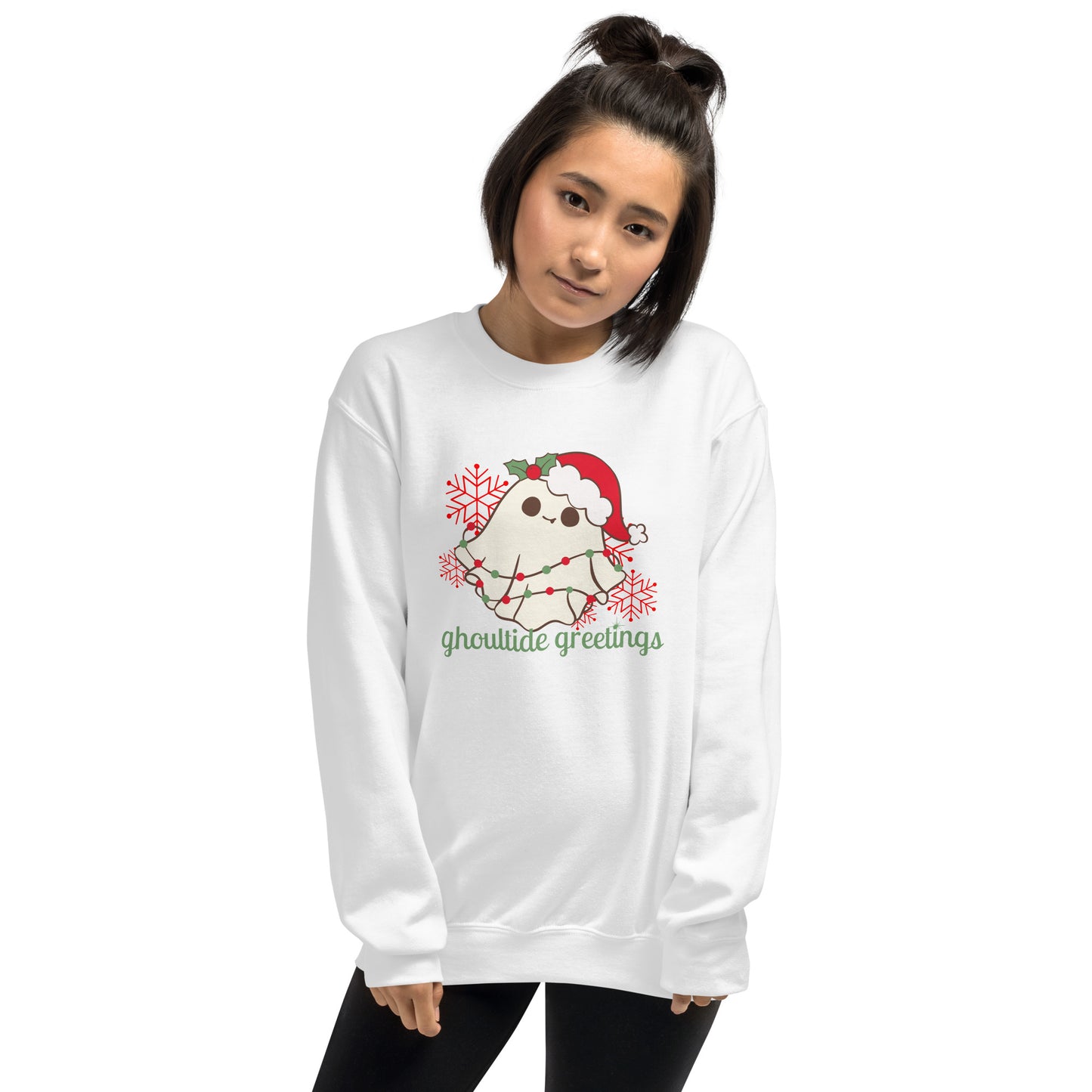 Ghoultide Greetings Cute Christmas Ghost Holiday Crewneck Unisex Sweatshirt