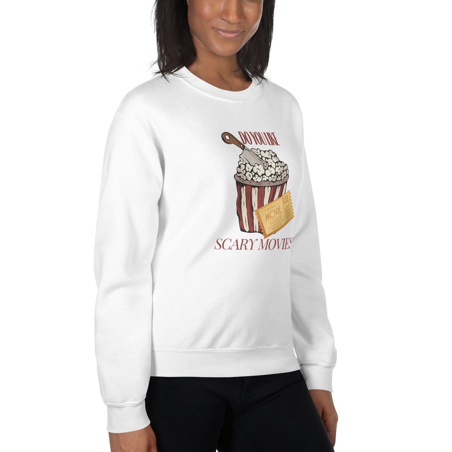 Do You Like Scary Movies Fall Crewneck Halloween Sweatshirt | Scream Movie Reference