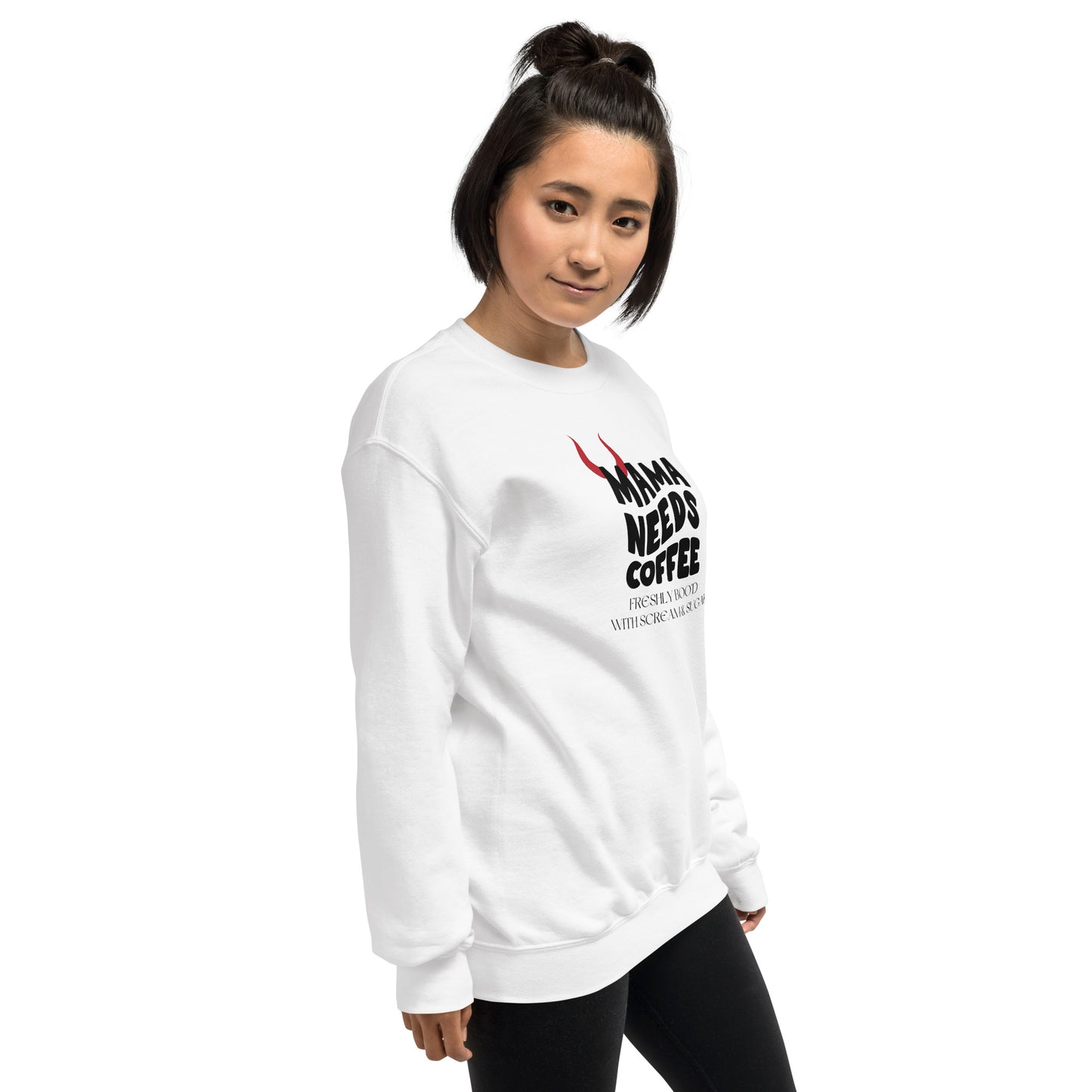 Mama Needs Coffee Freshly Boo'd With Scream and Sugar Unisex Halloween Fall Crewneck Sweatshirt