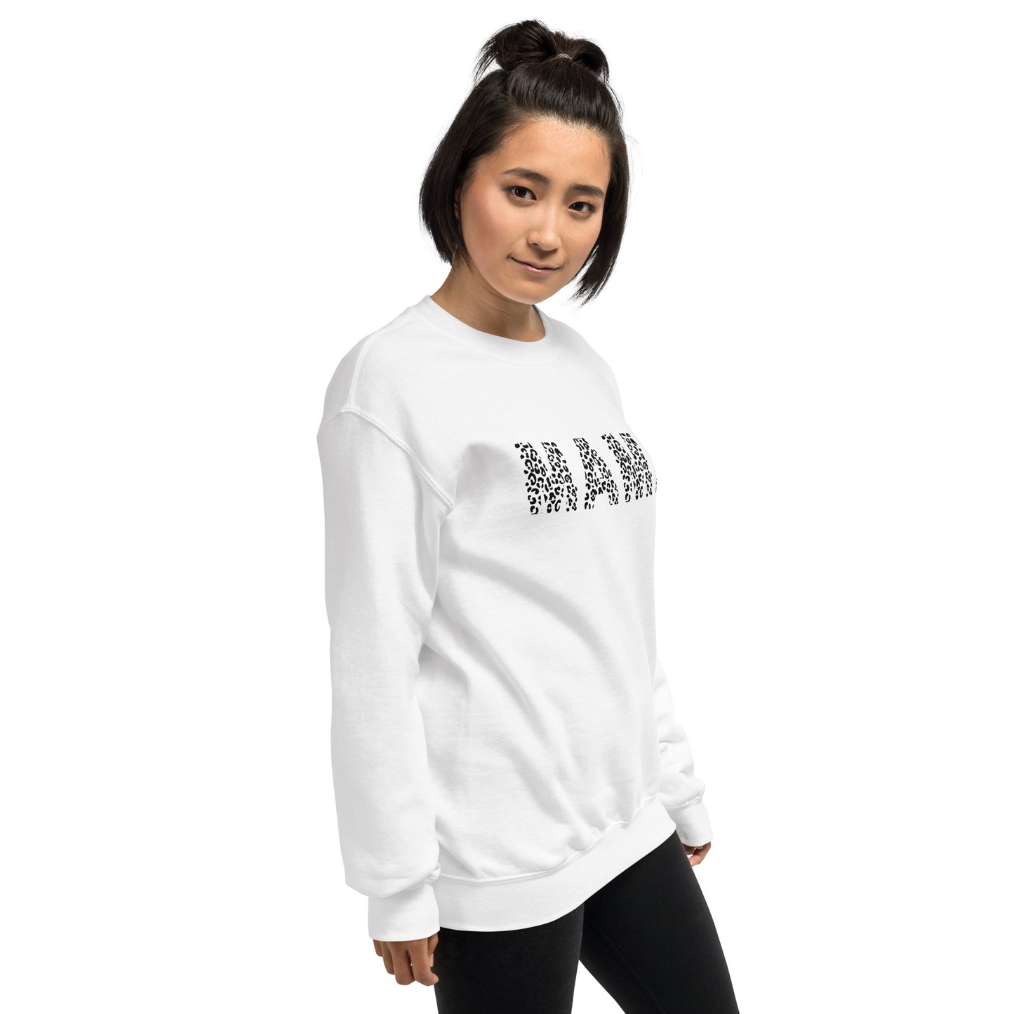 Mama Black and White Cheetah Print Crewneck Cozy Fall Unisex Sweatshirt