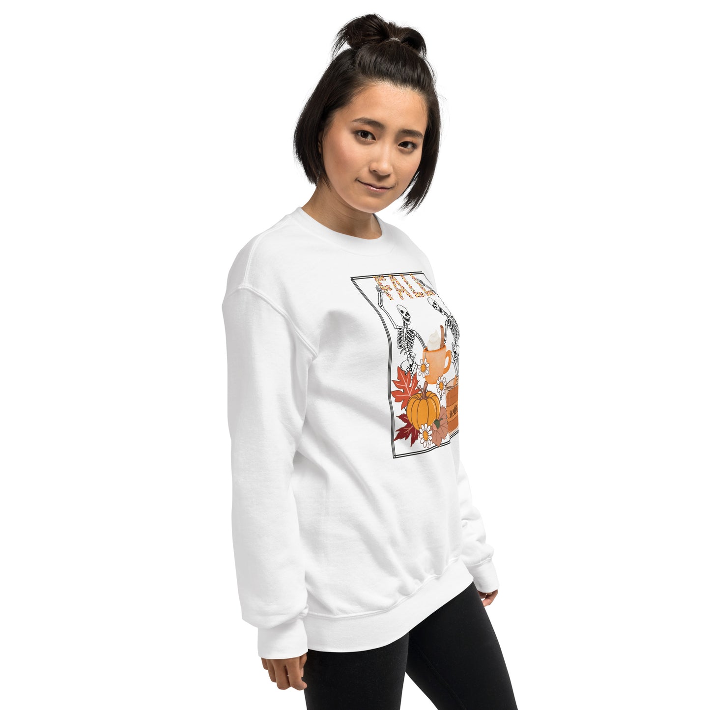 Fall Halloween Skeleton Pumpkin Spice Crewneck Unisex Sweatshirt
