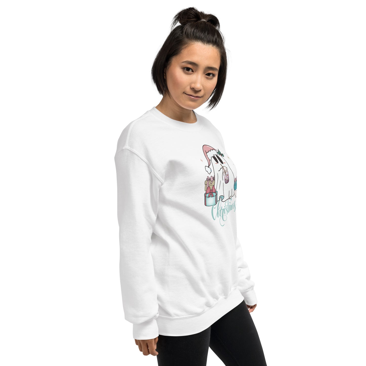 Christmas Cute Boujie Ghost with Presents Unisex Sweatshirt